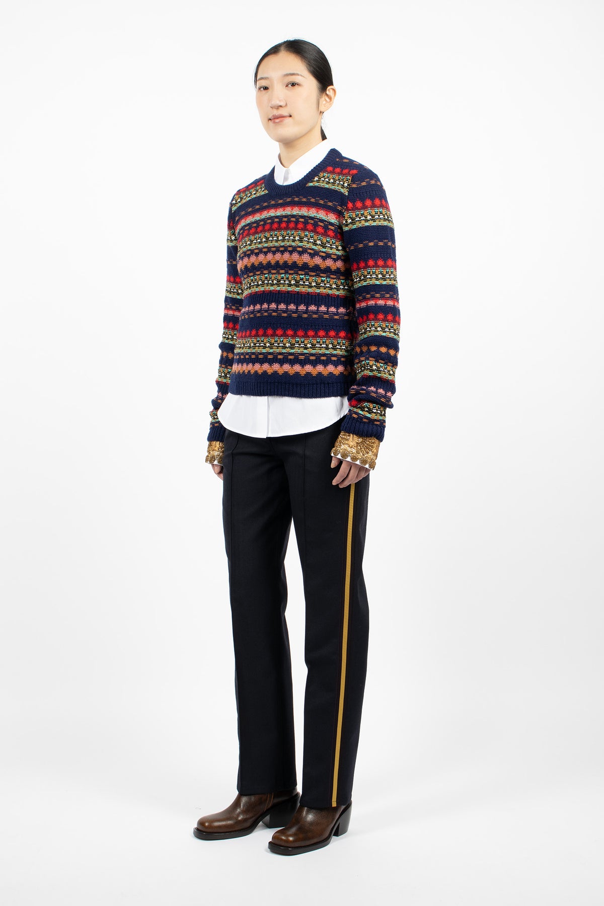 Slim Leg Wool Pants Navy