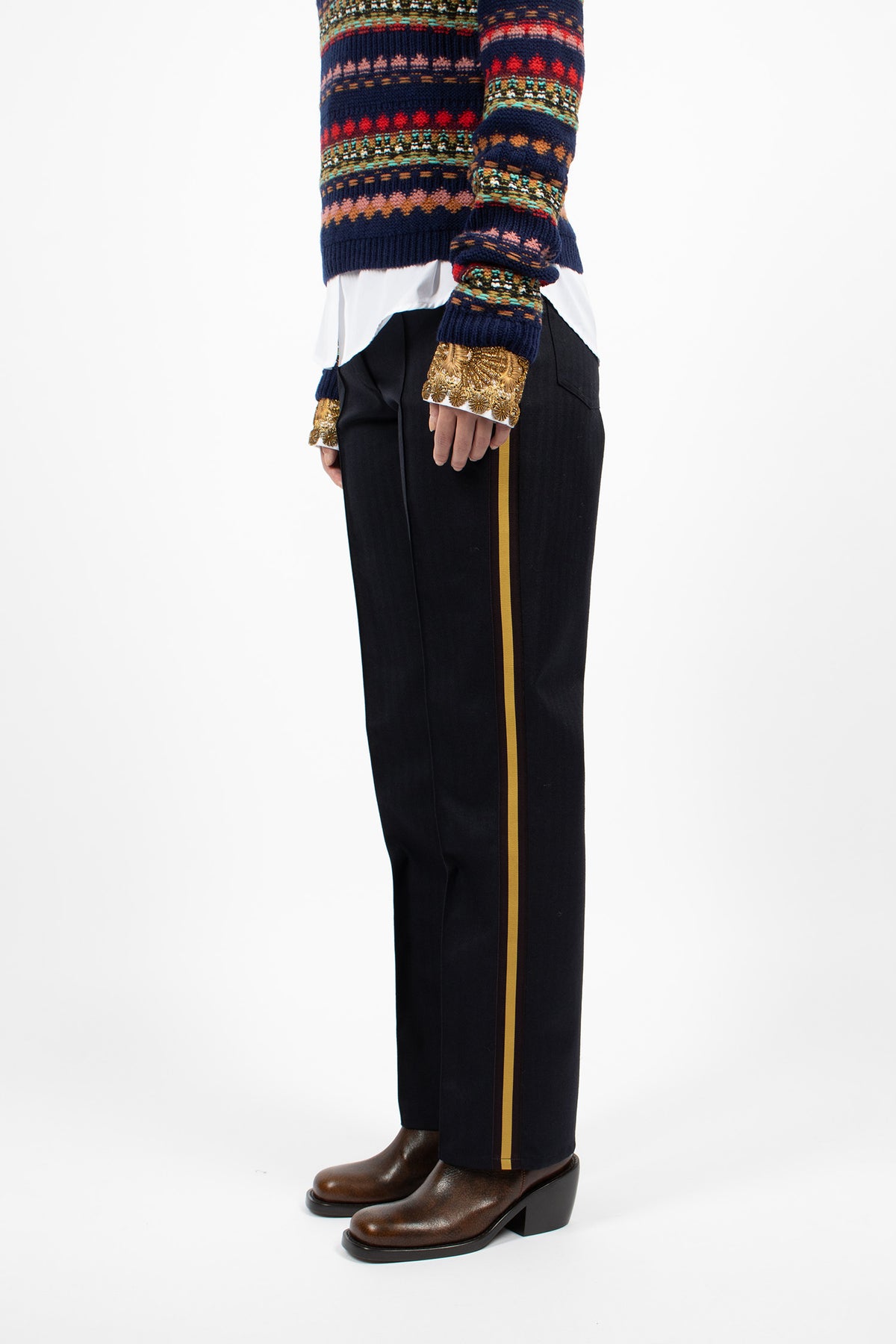Slim Leg Wool Pants Navy