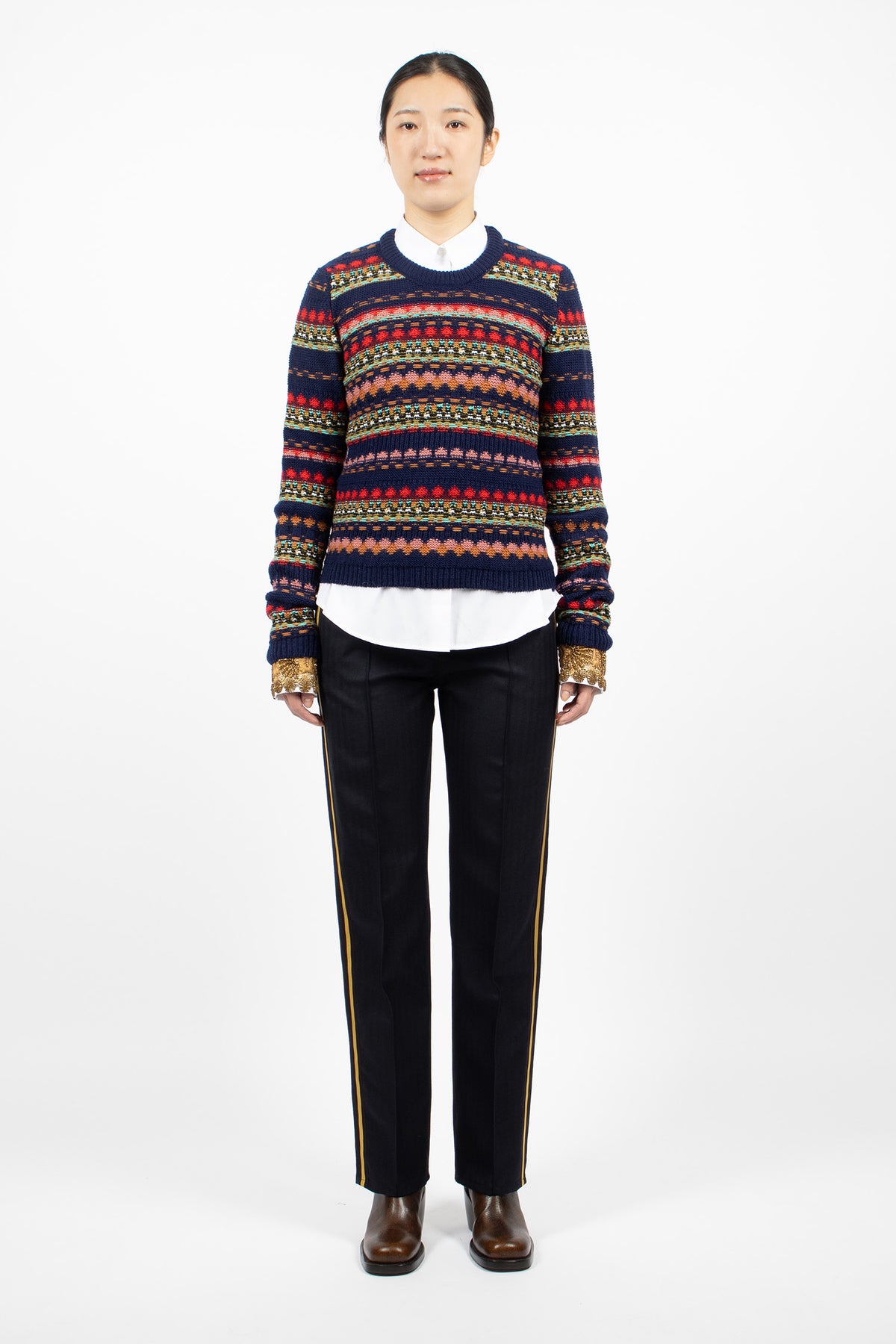 Slim Leg Wool Pants Navy
