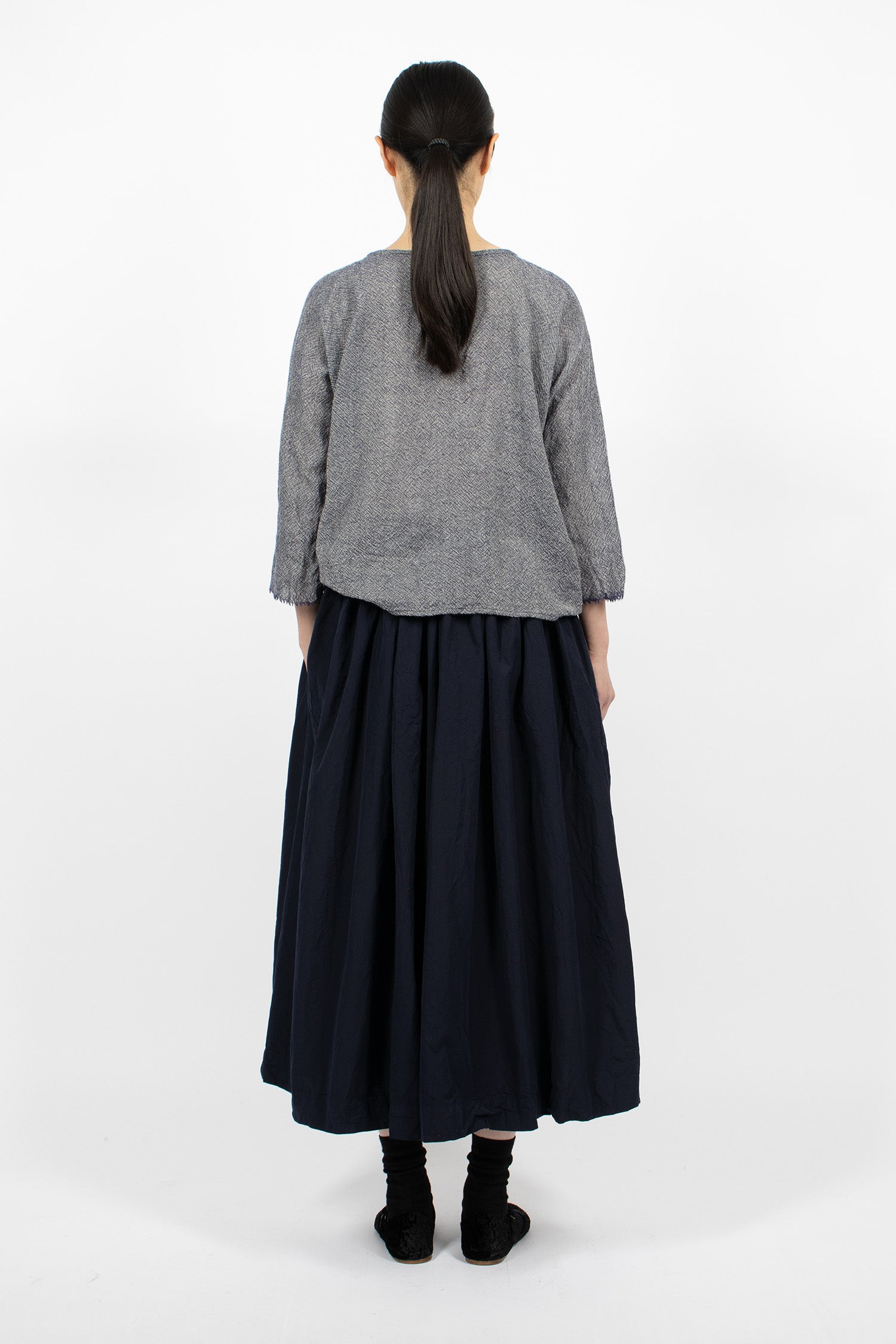 Washed Ribbon Skirt Dark Blue