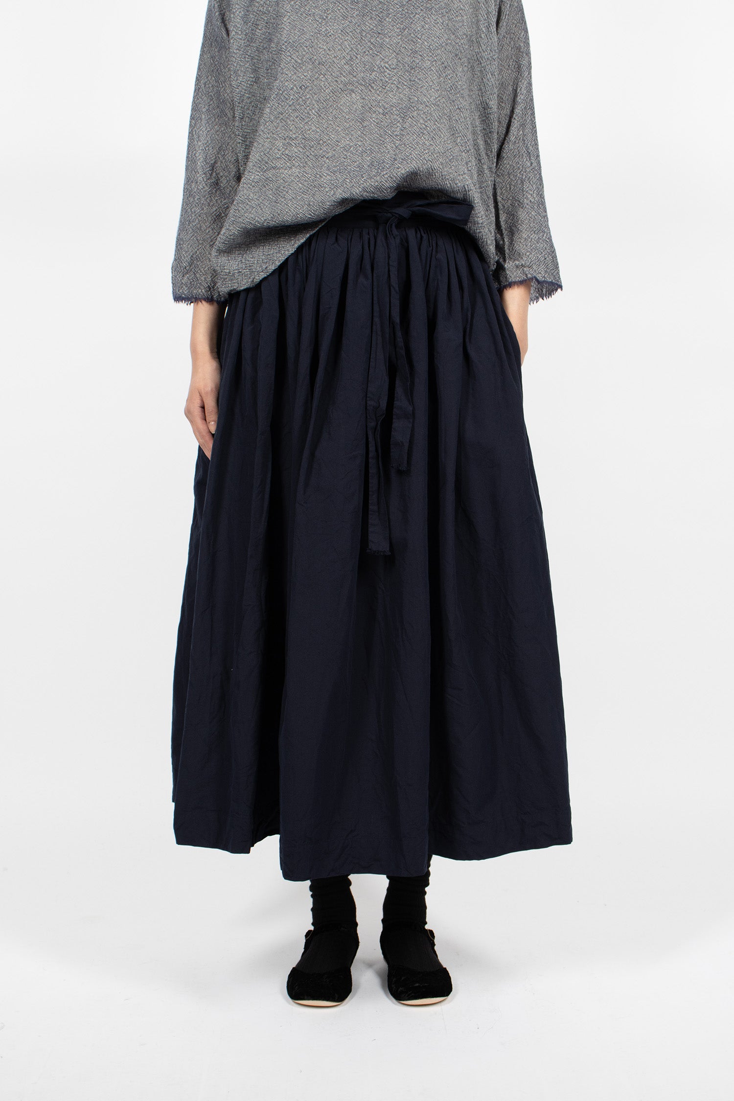 Washed Ribbon Skirt Dark Blue