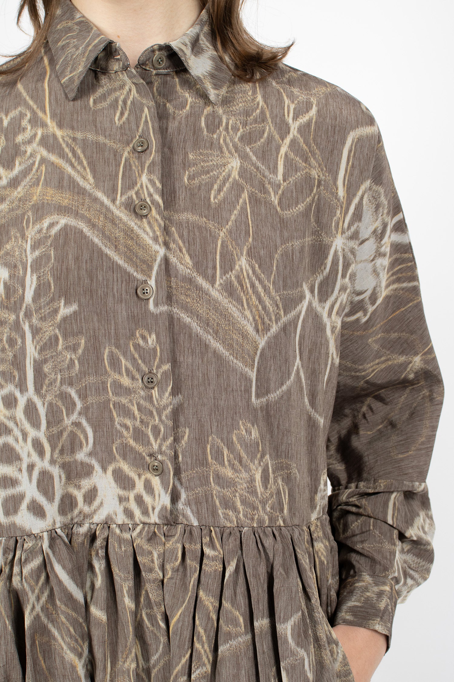 Paga Rouch Dress Ikat Dark Brown