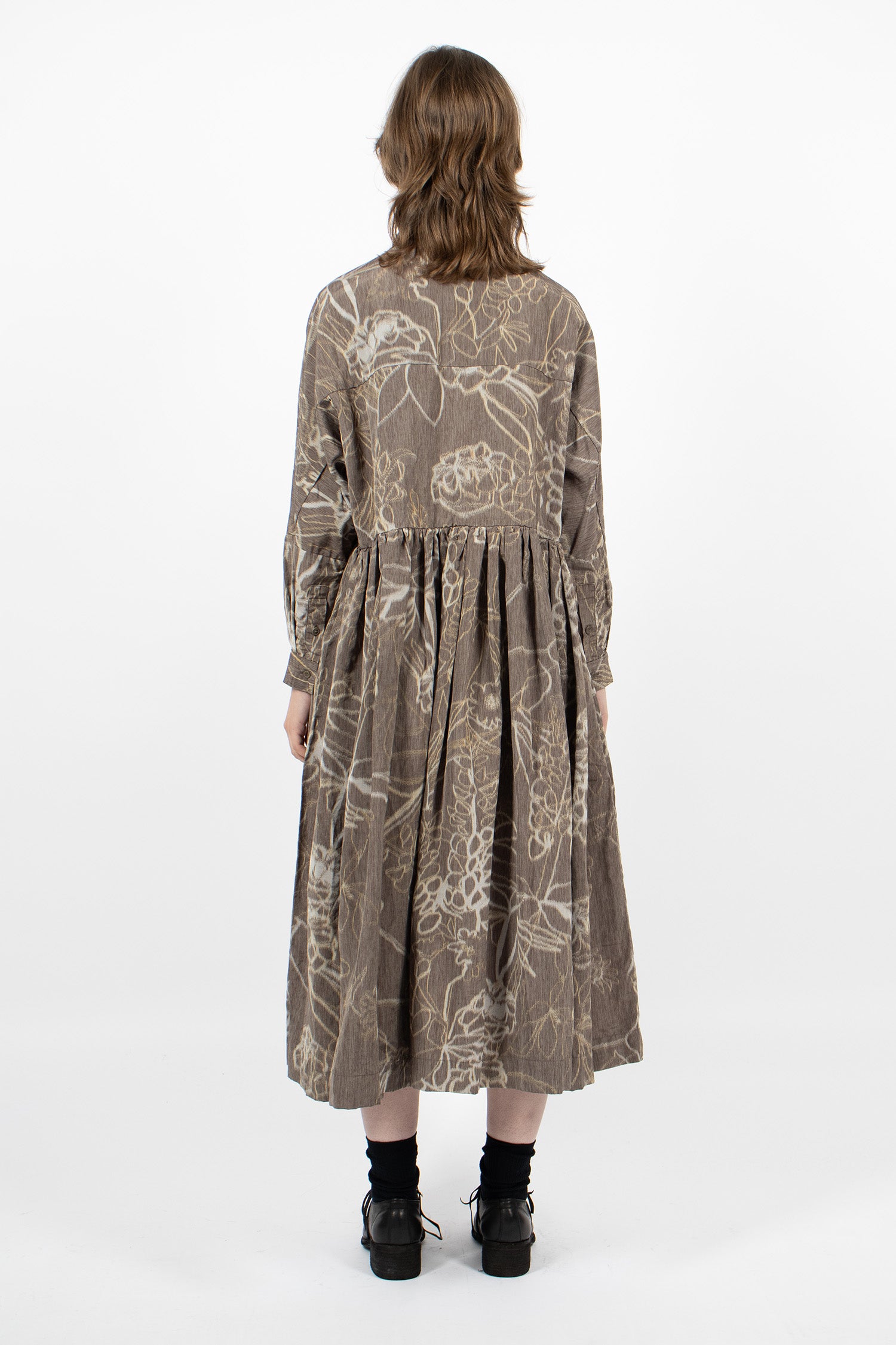 Paga Rouch Dress Ikat Dark Brown