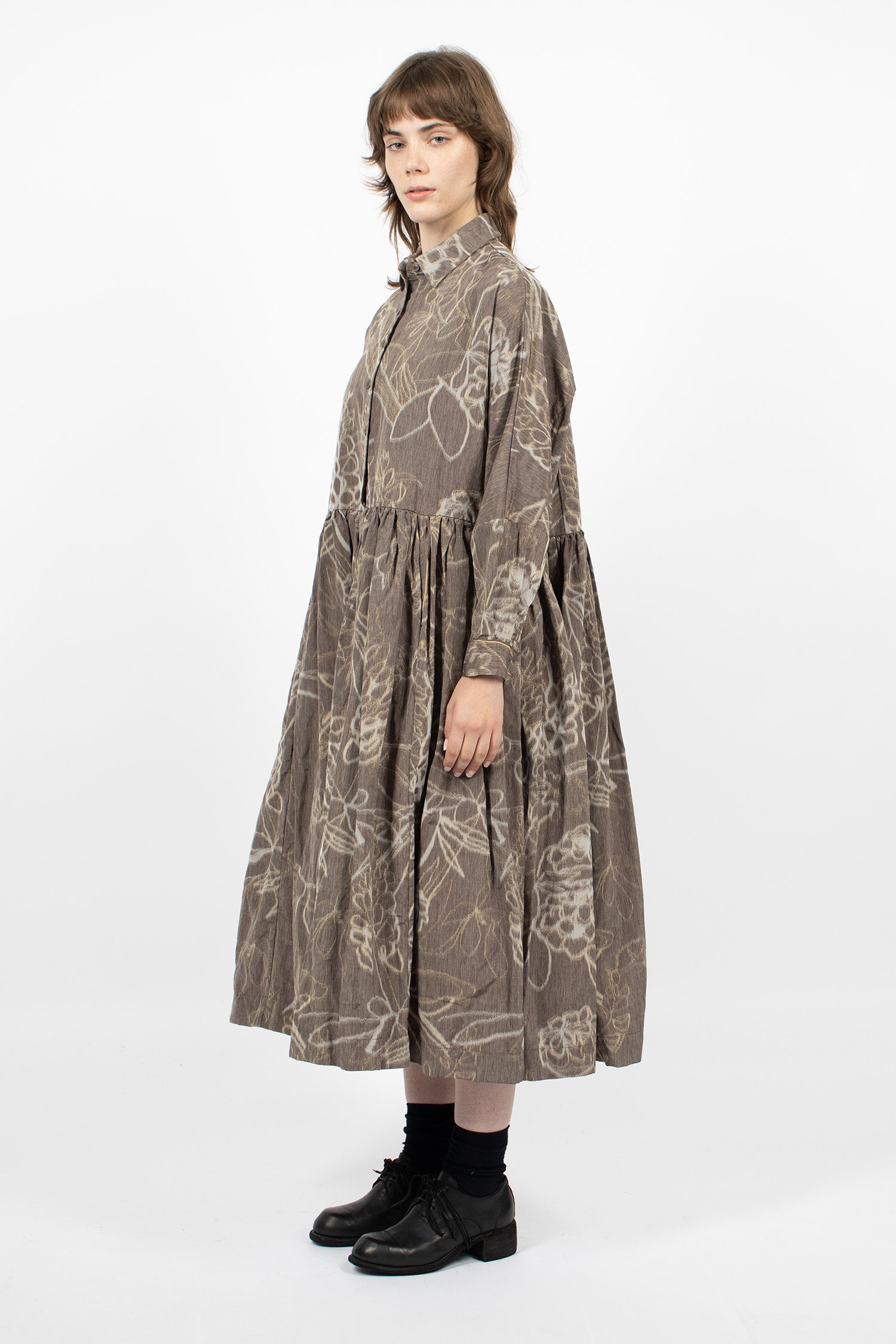 Paga Rouch Dress Ikat Dark Brown