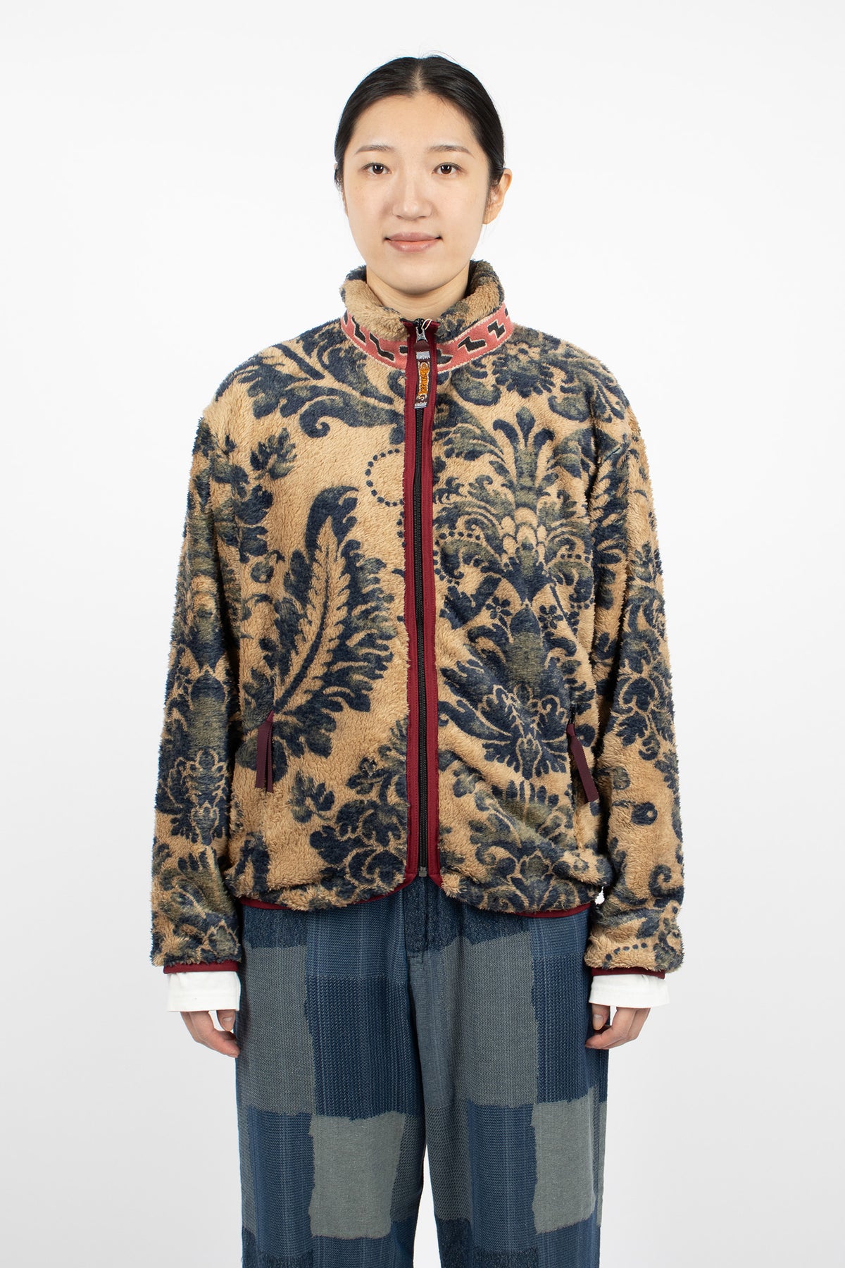 Damask Fleece Zip Blouson Beige/Virgin Mary