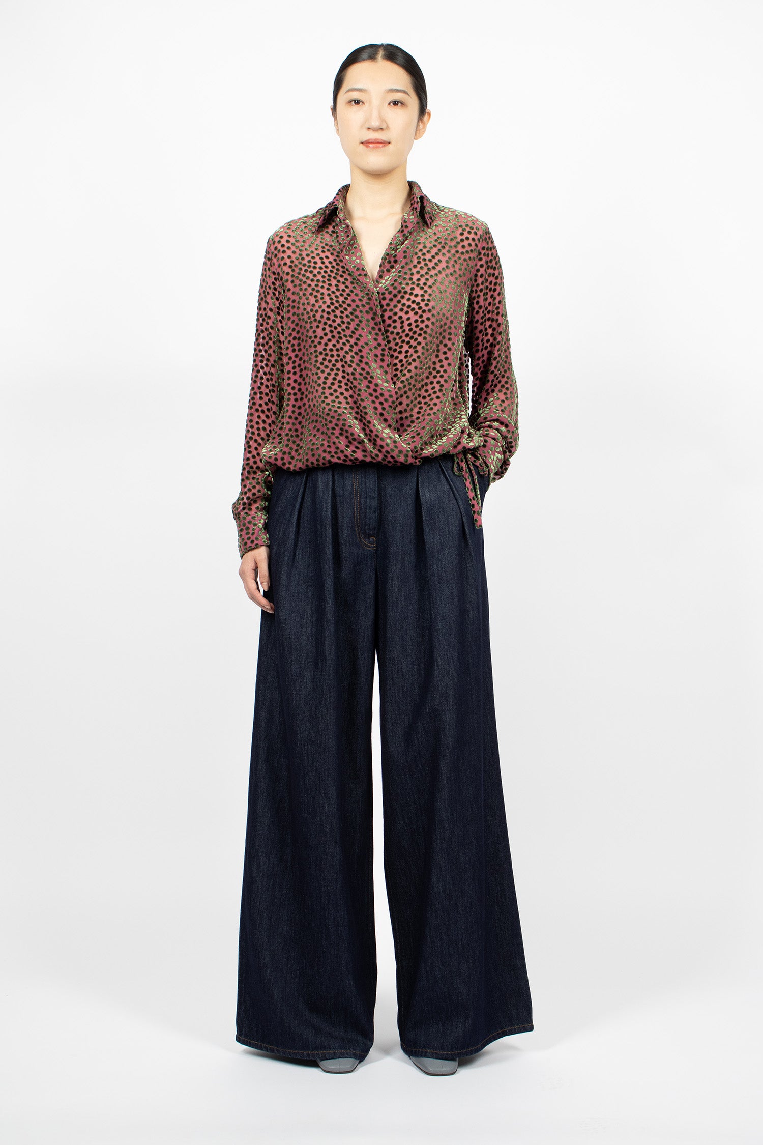 Devoré Wrap Shirt Dark Pink