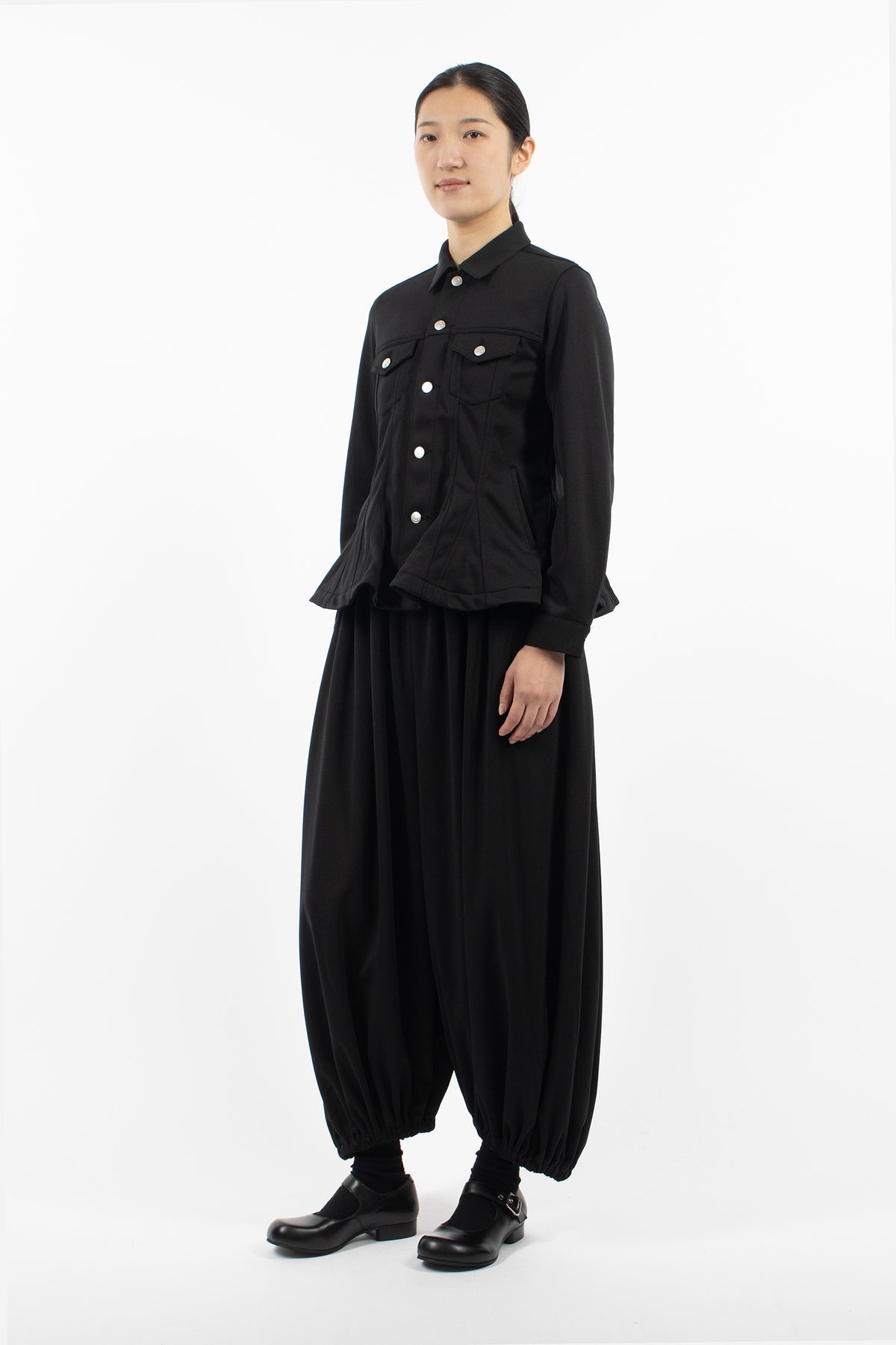 Gathered Balloon Pants Black