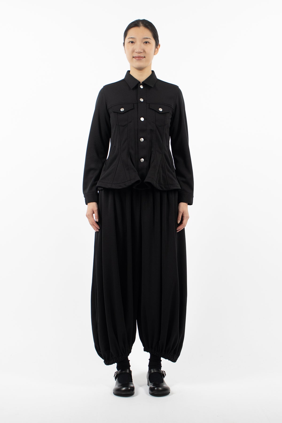 Gathered Balloon Pants Black