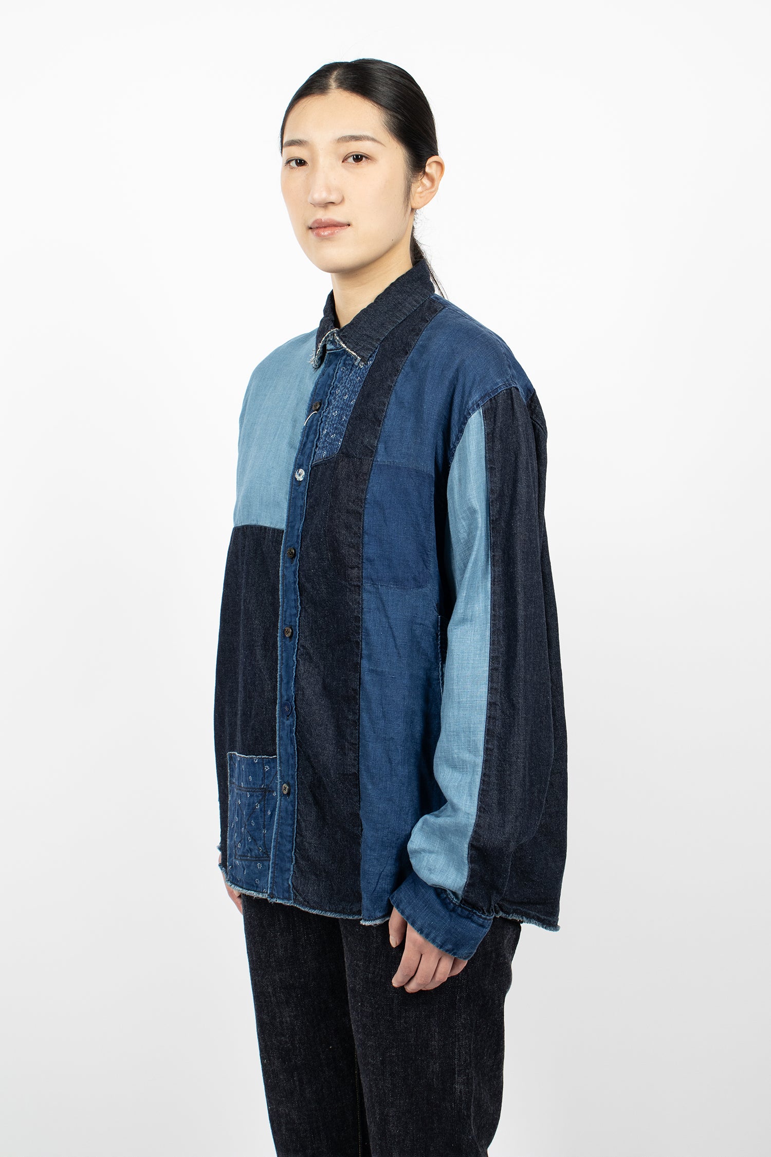 Katmandu Patchwork LS Shirt Indigo