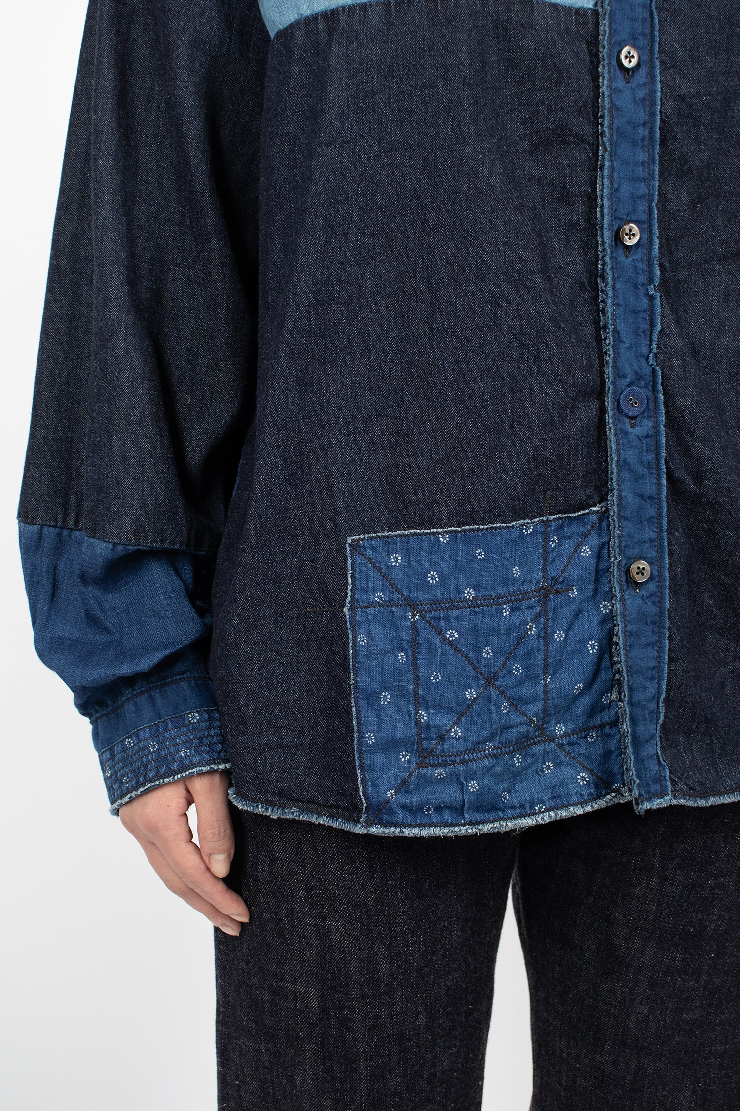 Katmandu Patchwork LS Shirt Indigo