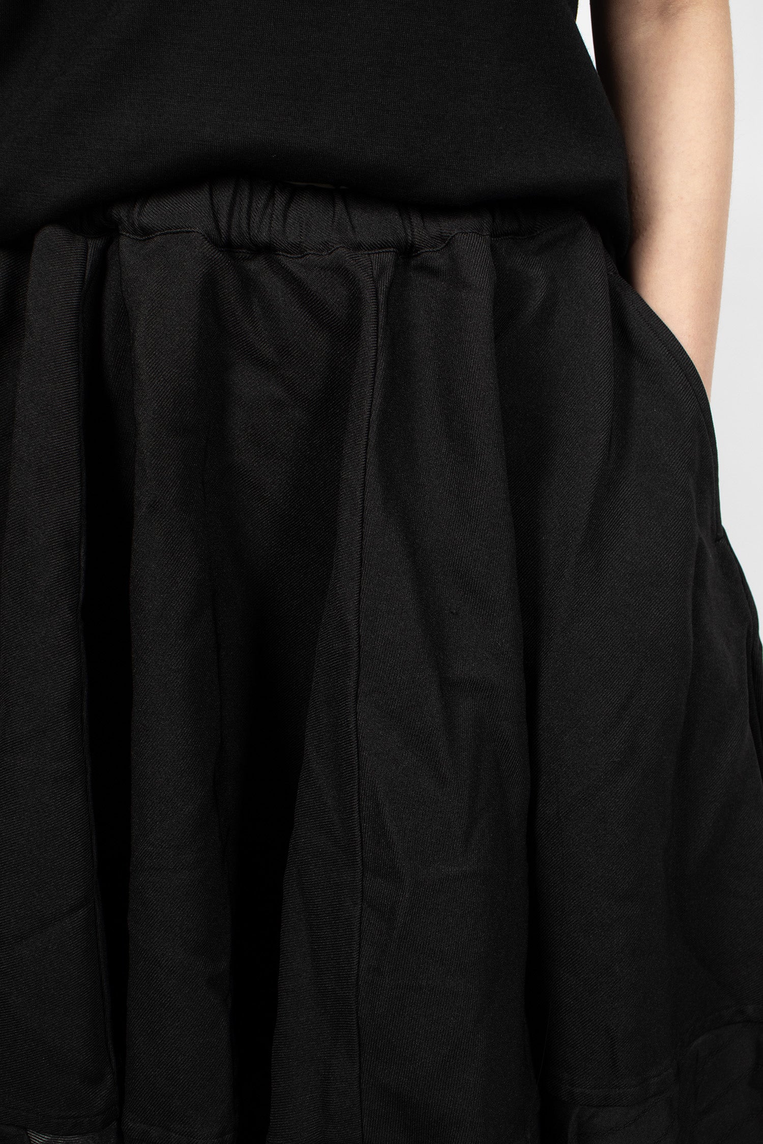 Patchwork Balloon Skirt Black Twill