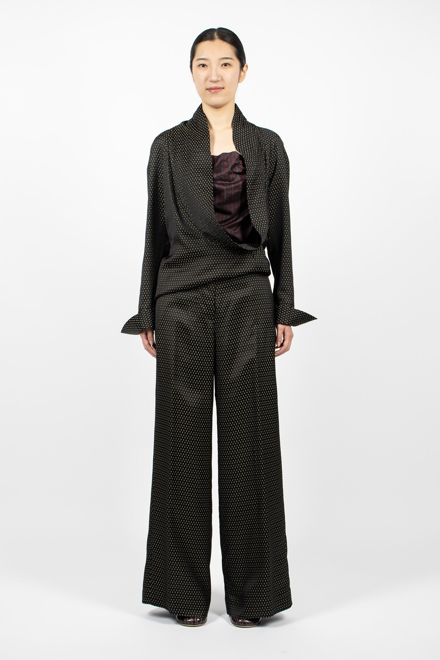Jacquard Wide Leg Pants Black