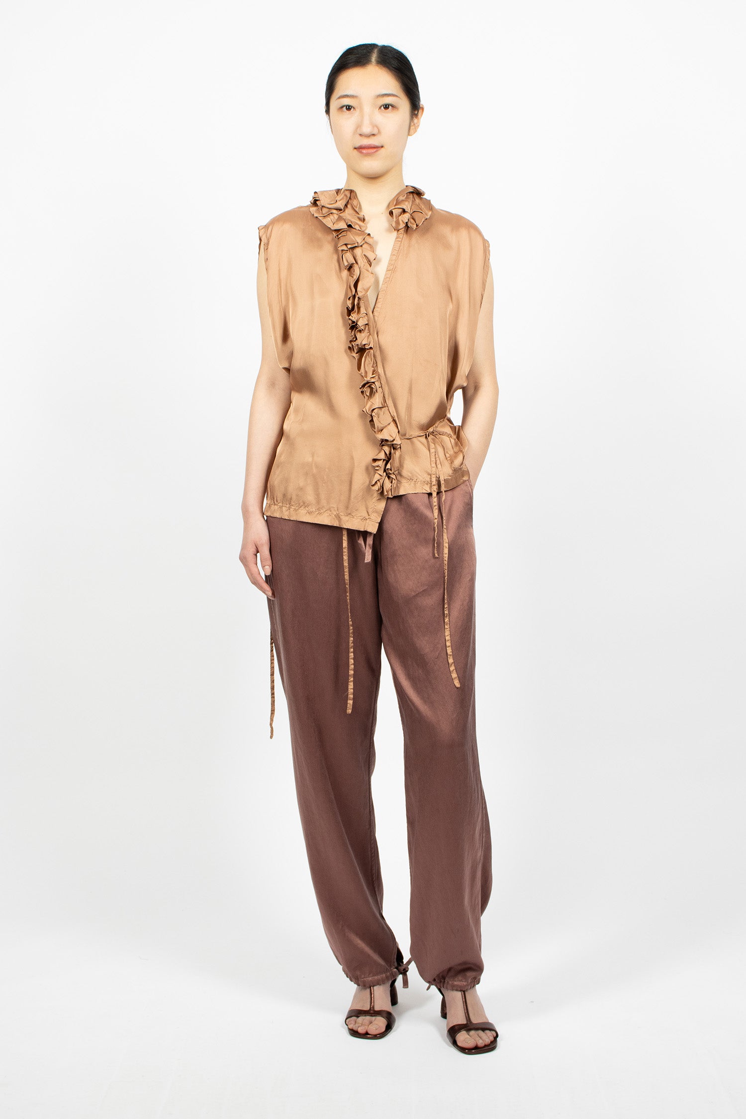 Drawstring Twill Pants Taupe