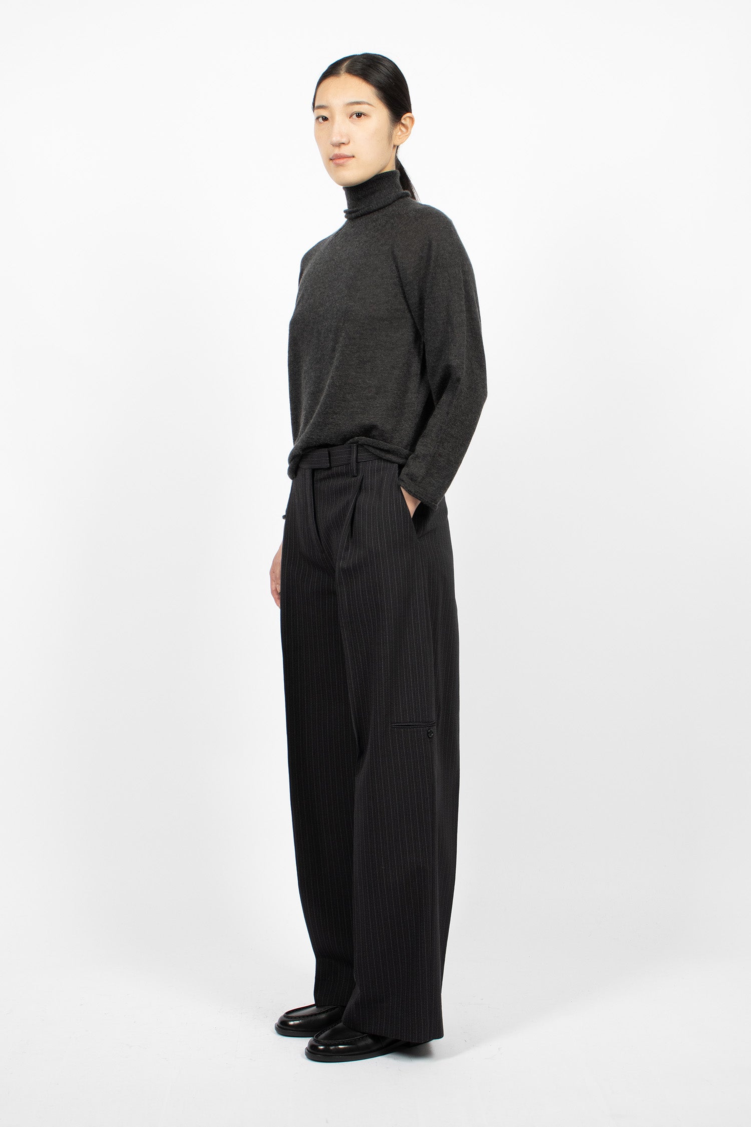Pinstripe Tailored Trousers Black