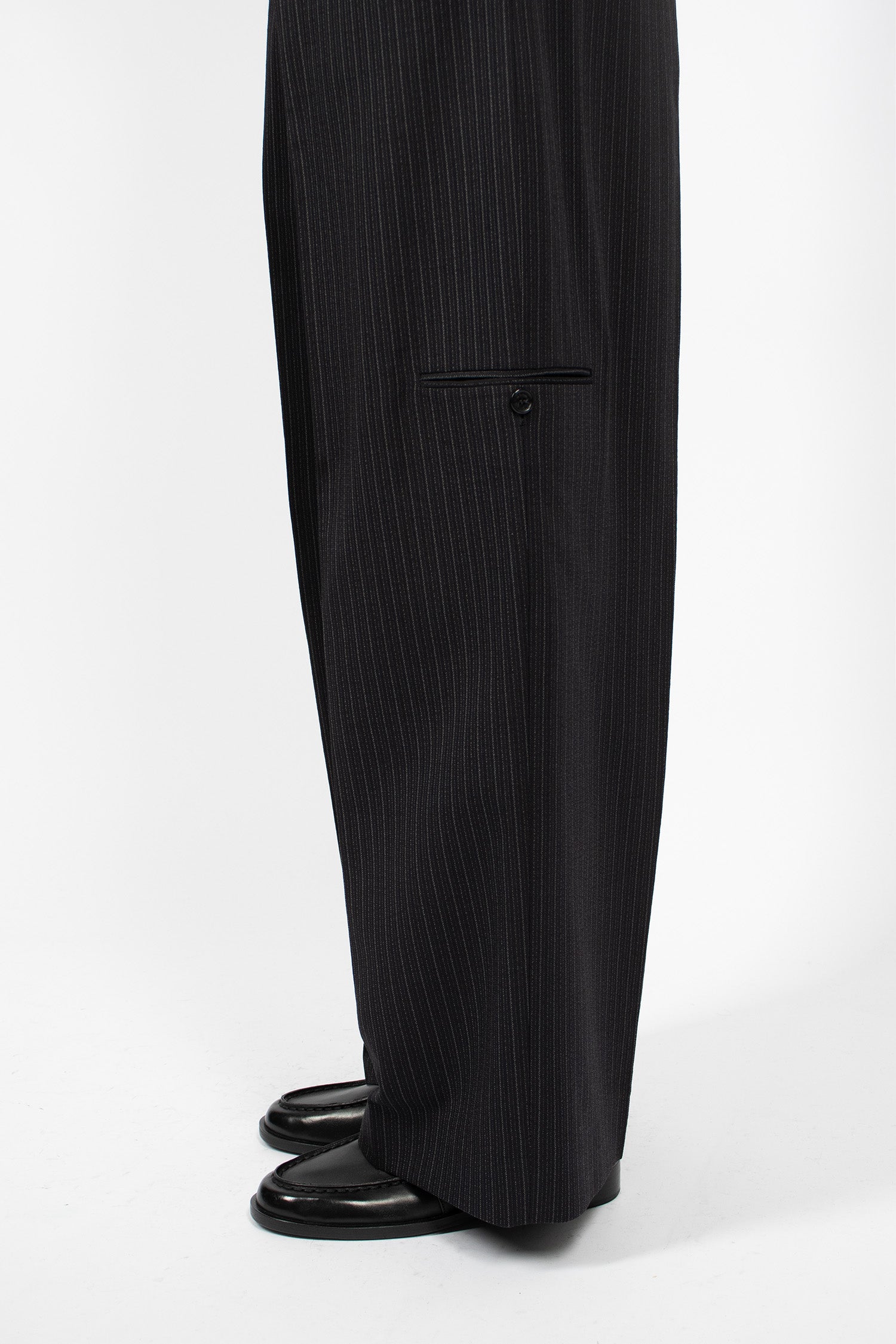 Pinstripe Tailored Trousers Black