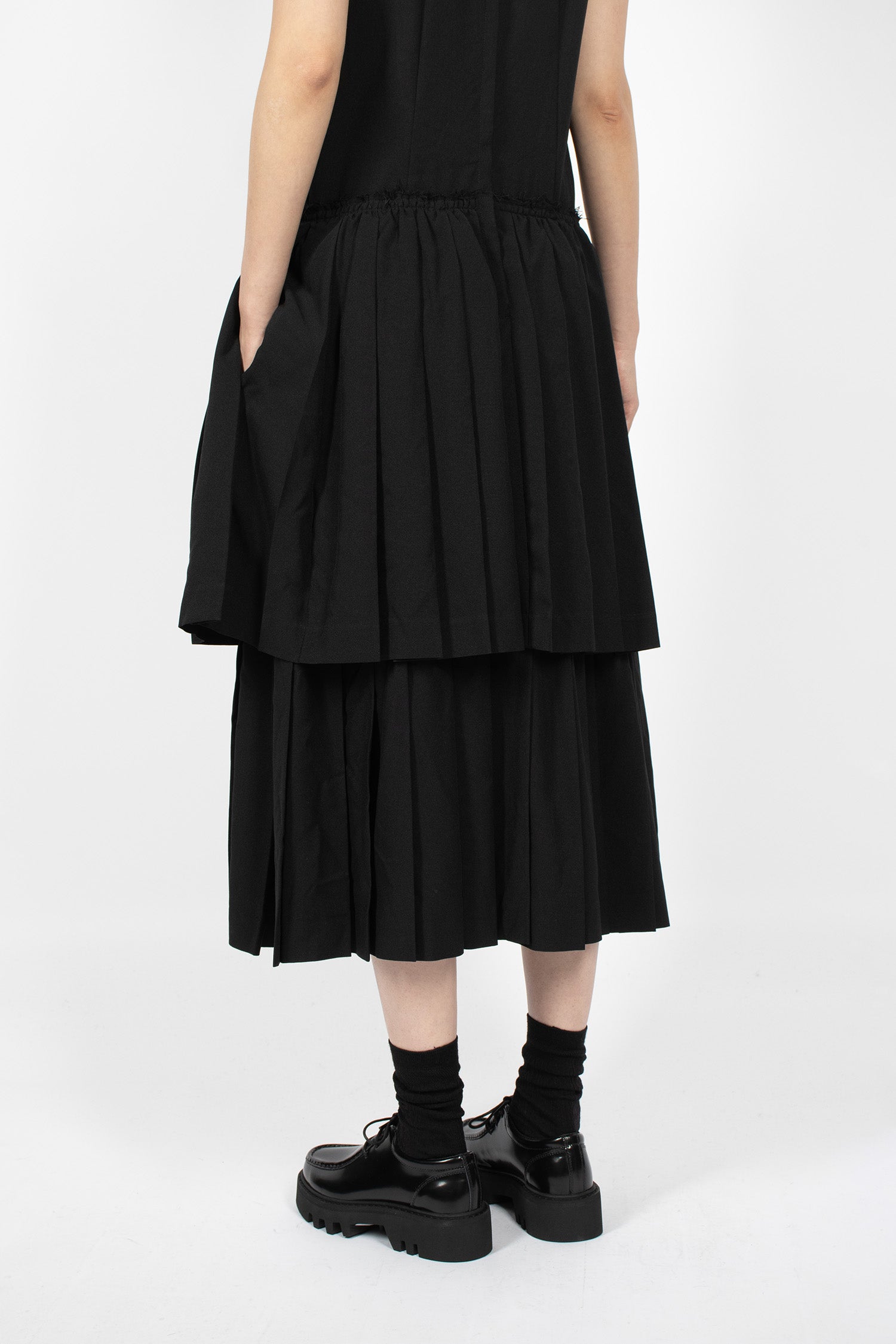 Pleated Pinafore Dress Black