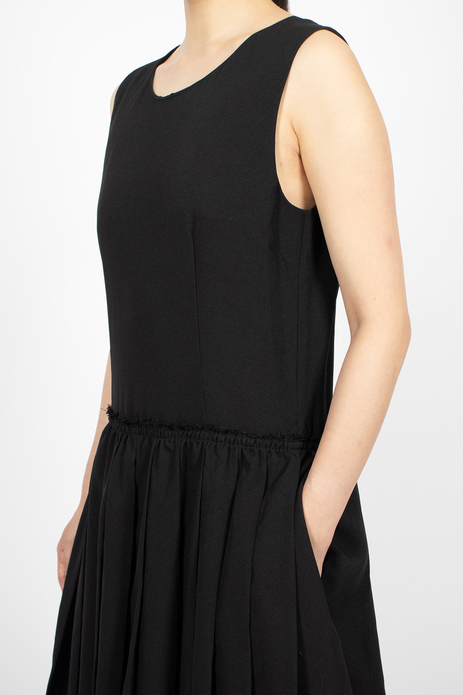 Pleated Pinafore Dress Black