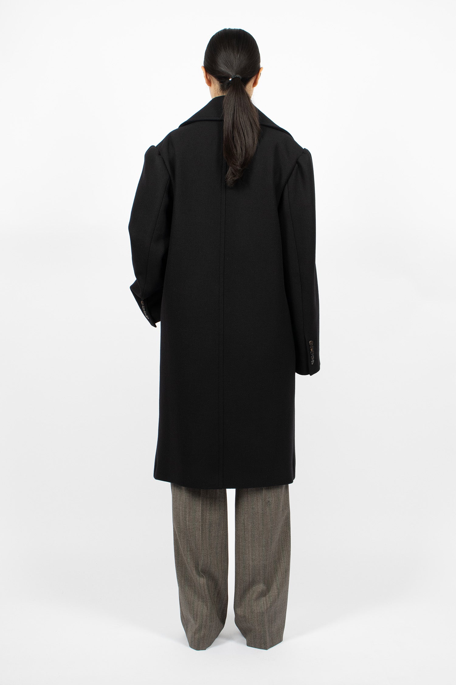 Double-Breasted Wool Coat Black