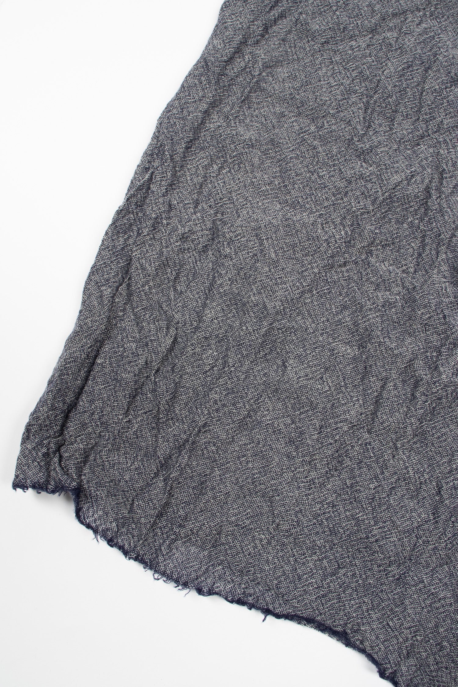 Washed Wool Shawl Creamy Navy Blue