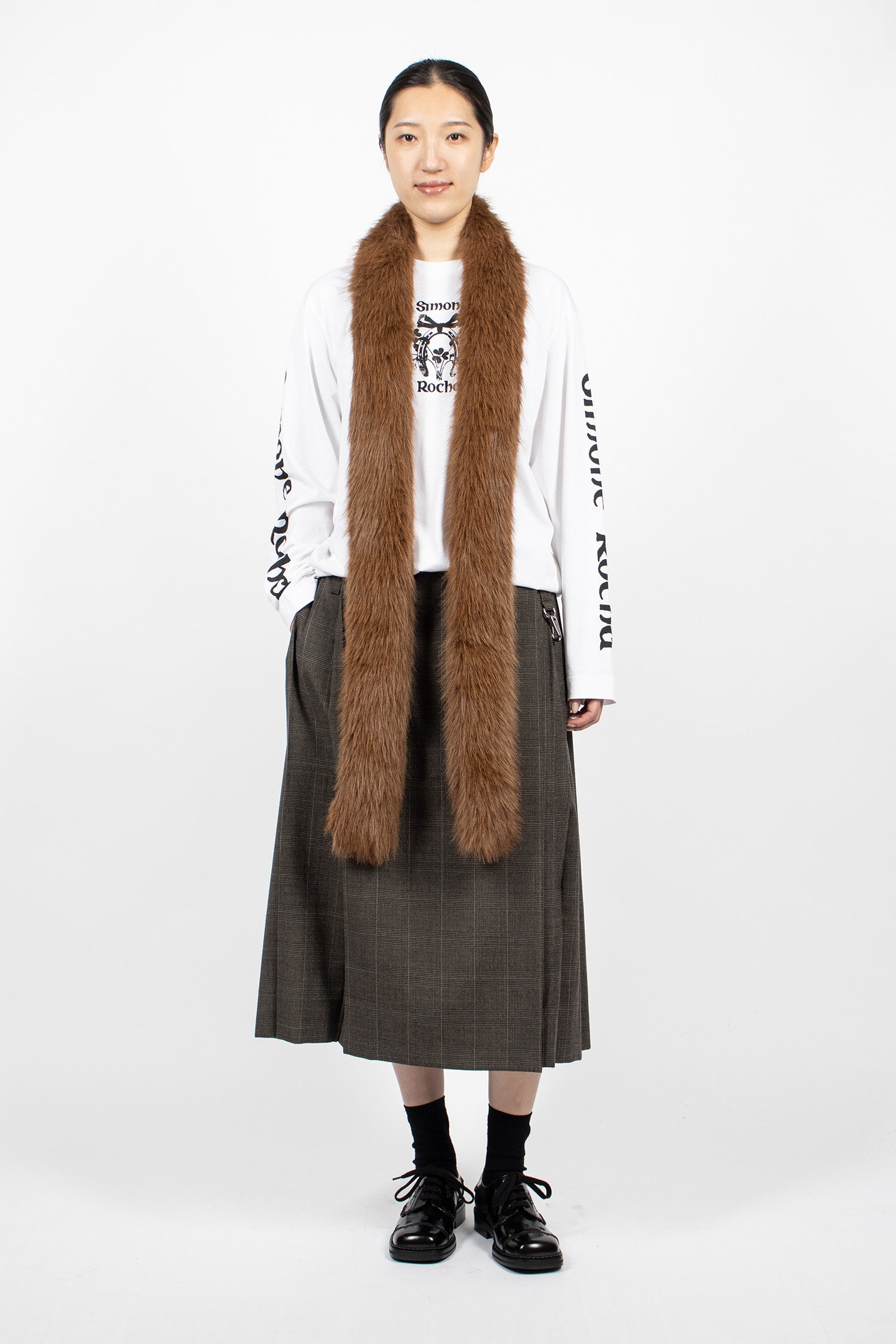 Skinny Faux Fur Scarf Brown