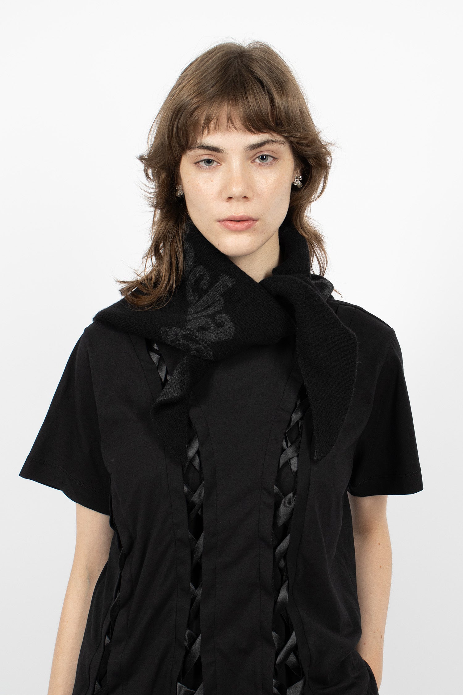 Graphic Logo Knit Neckerchief Black/Charcoal