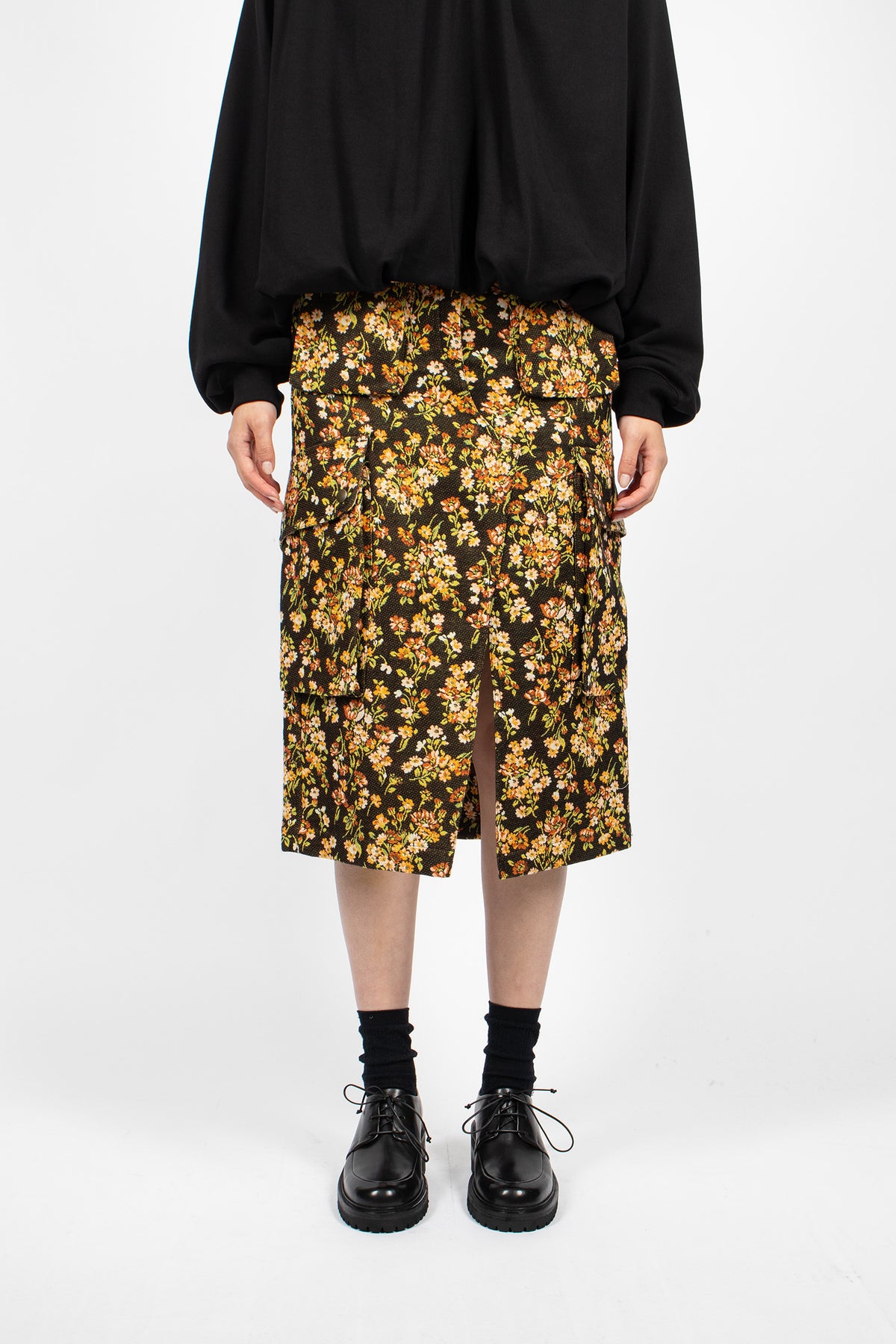 Floral Cargo Skirt Brown