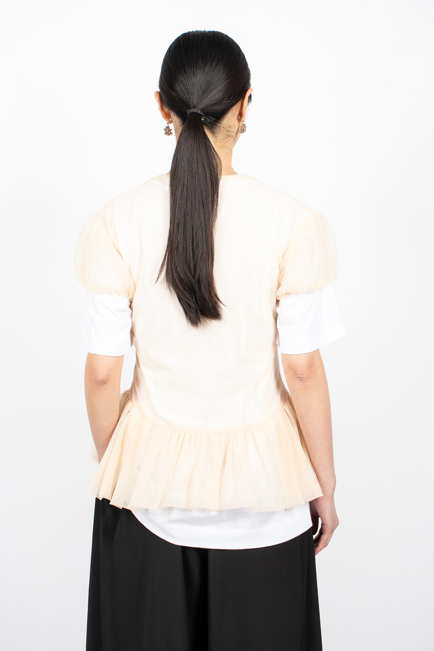 Sheer Ballet Peplum Top Nude