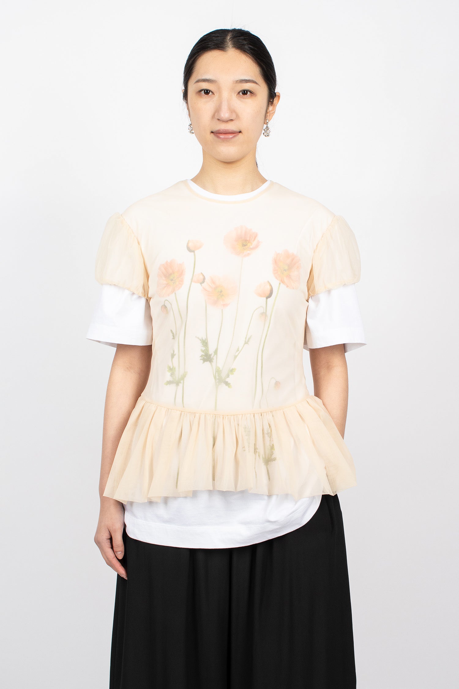 Sheer Ballet Peplum Top Nude