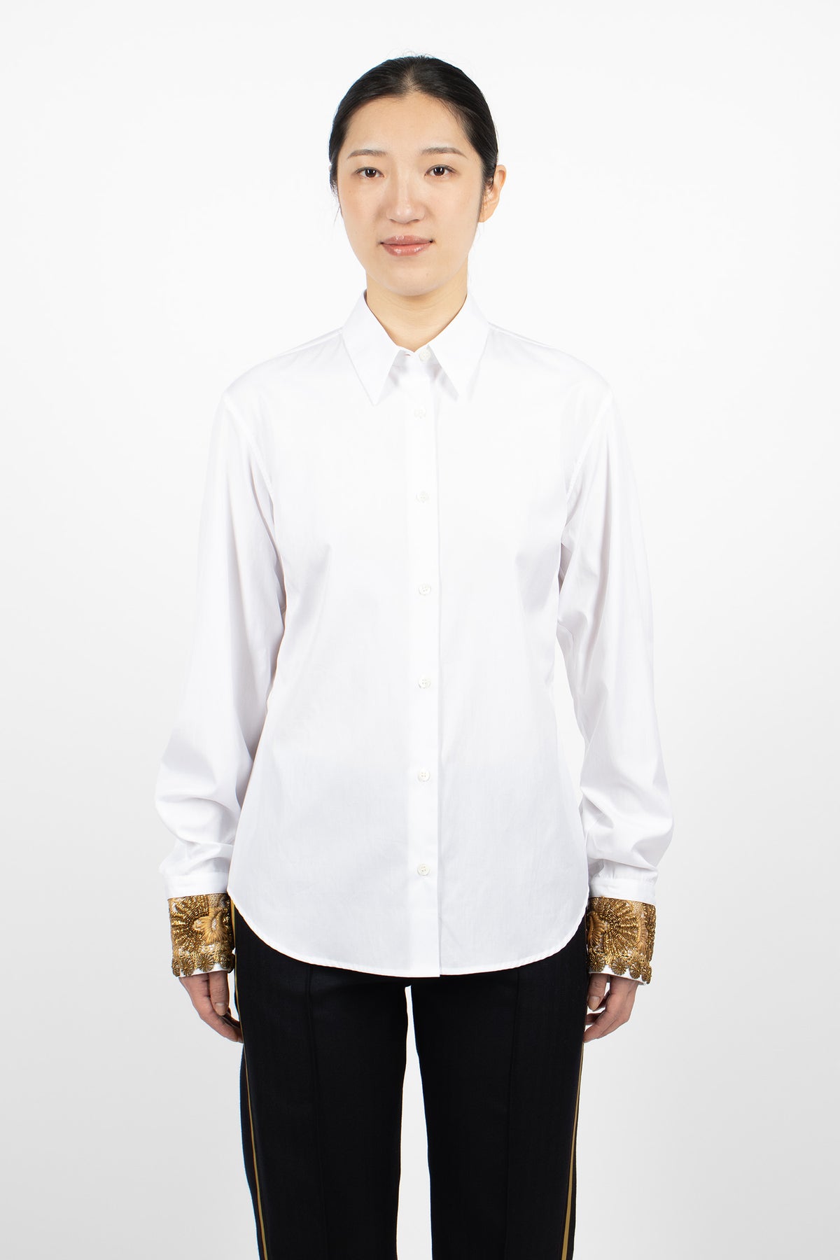 Embroidered Cotton Poplin Shirt White