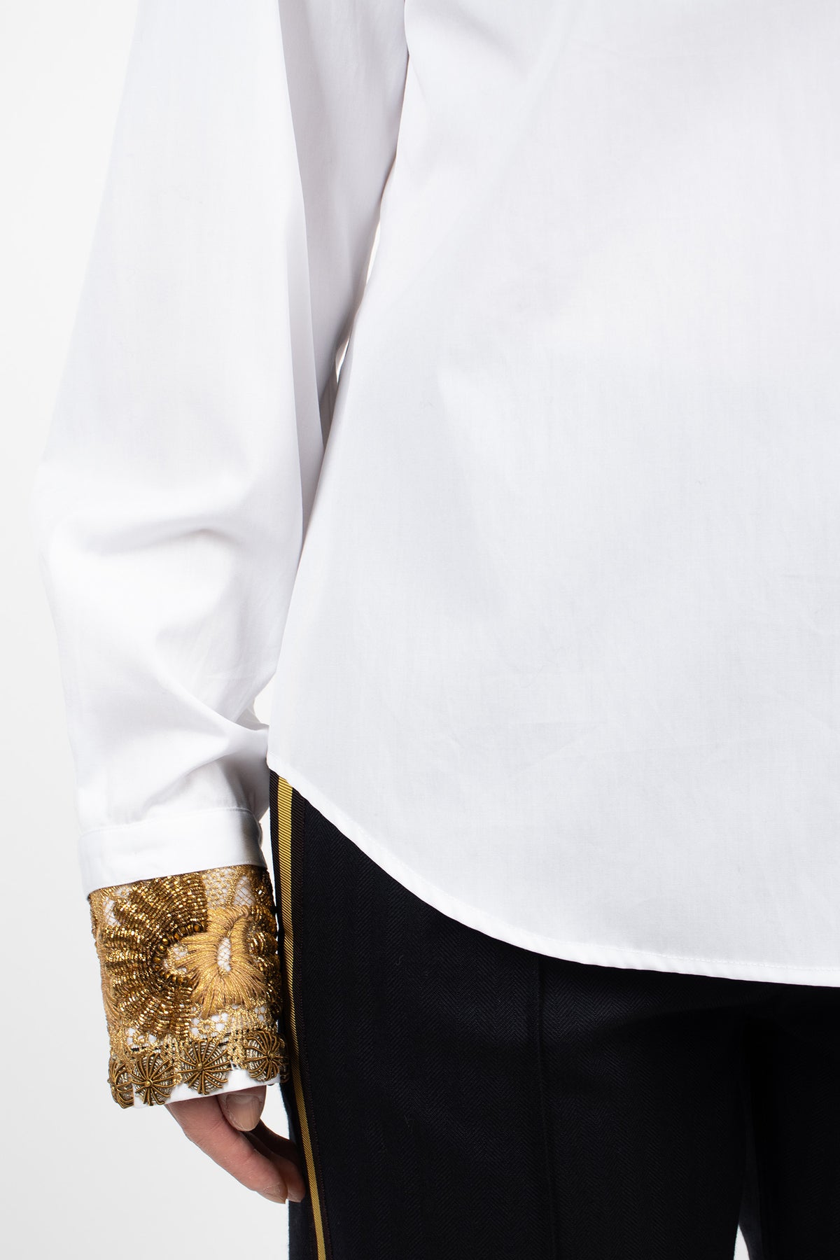 Embroidered Cotton Poplin Shirt White