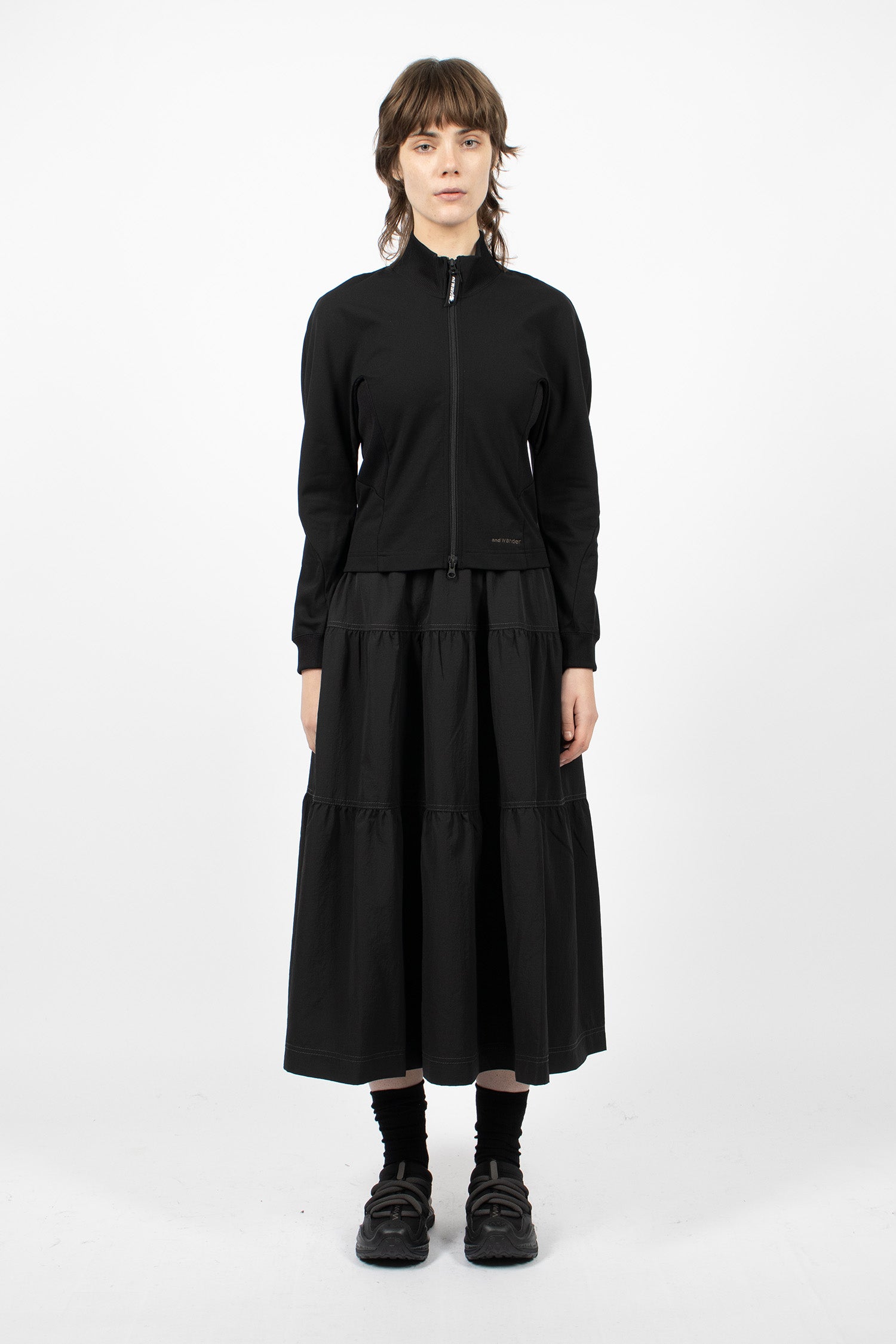 Crinkled Nylon Skirt Black