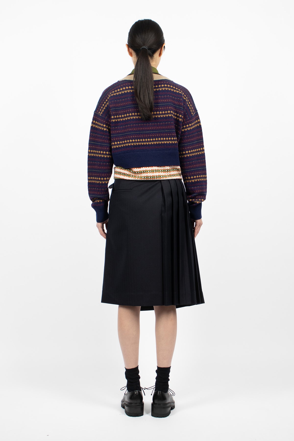 Pleated Wool Kilt Navy