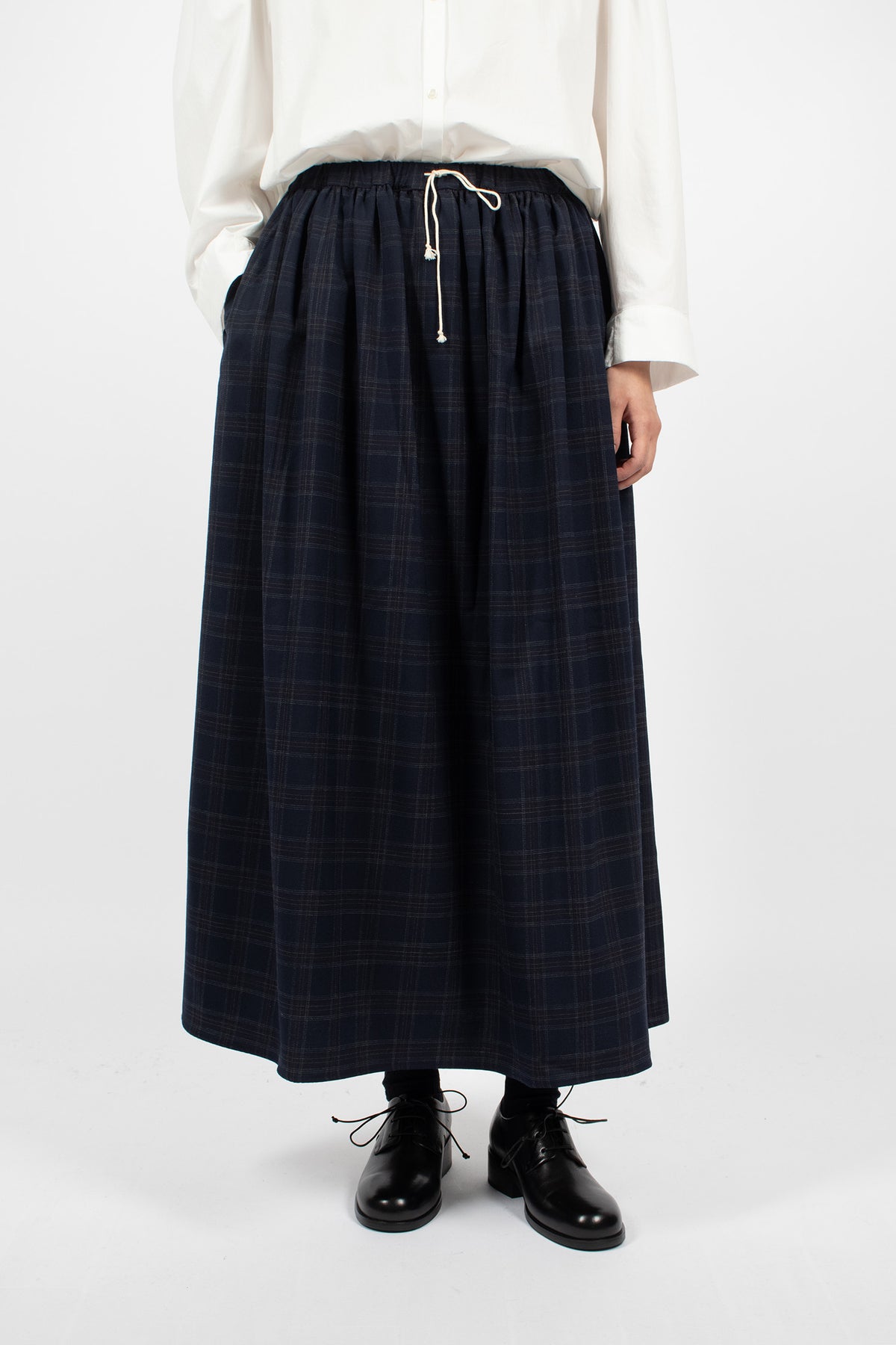 Wide Skirt Navy Check