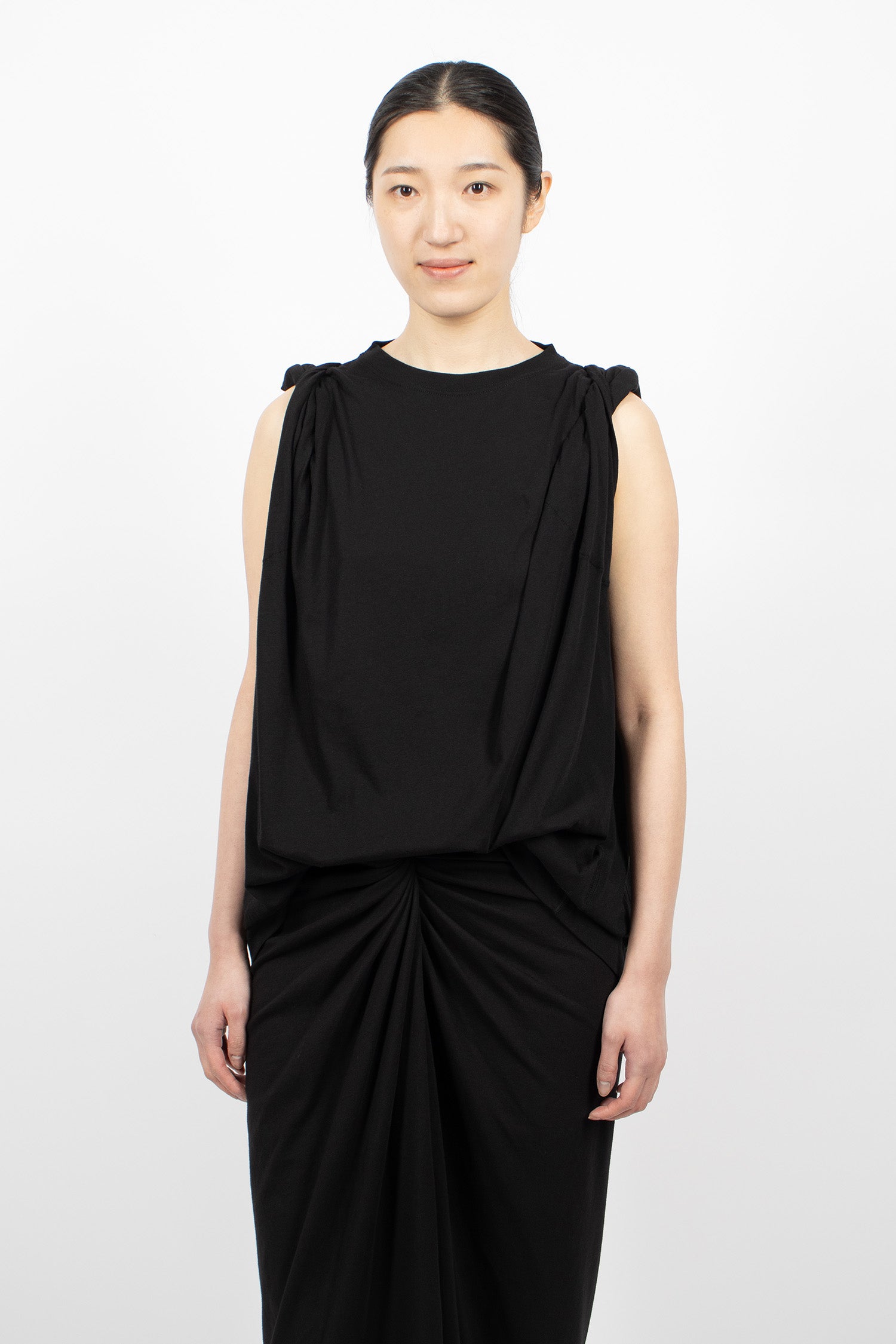 Sleeveless Twisted Jersey T-Shirt Black