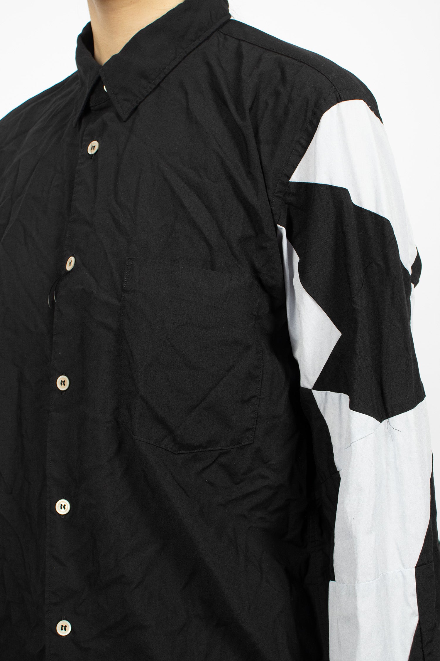 Patchwork Sleeve Shirt Black