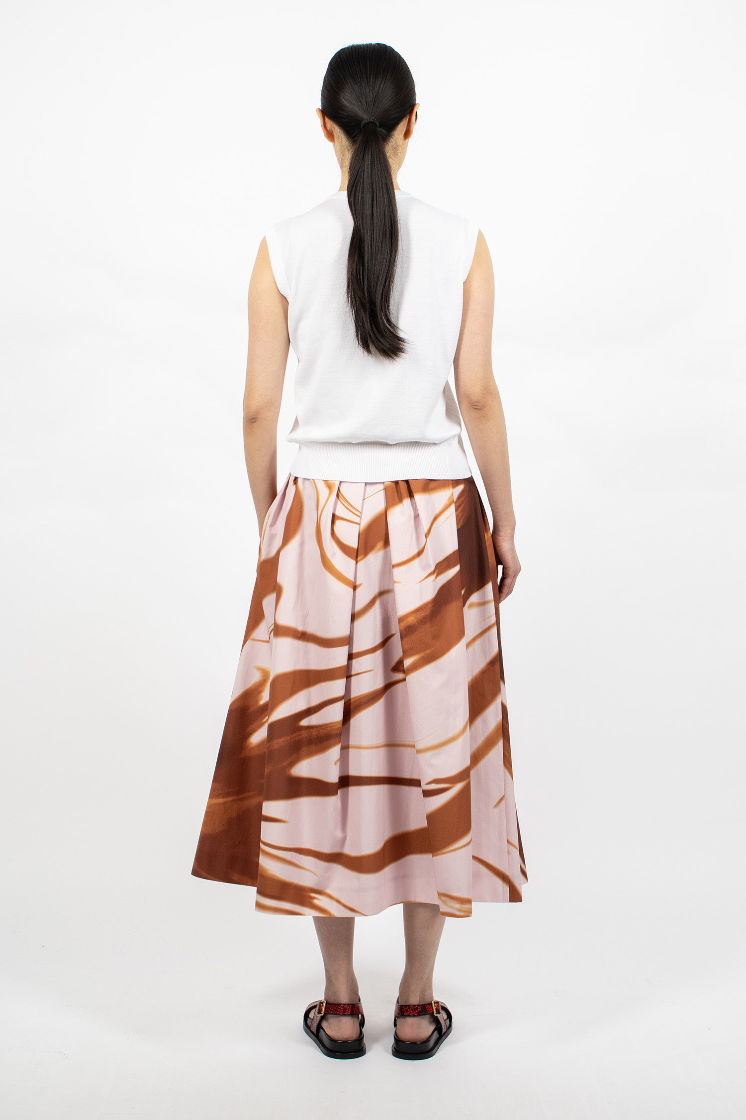 Printed Cotton Skirt Brown/Pink