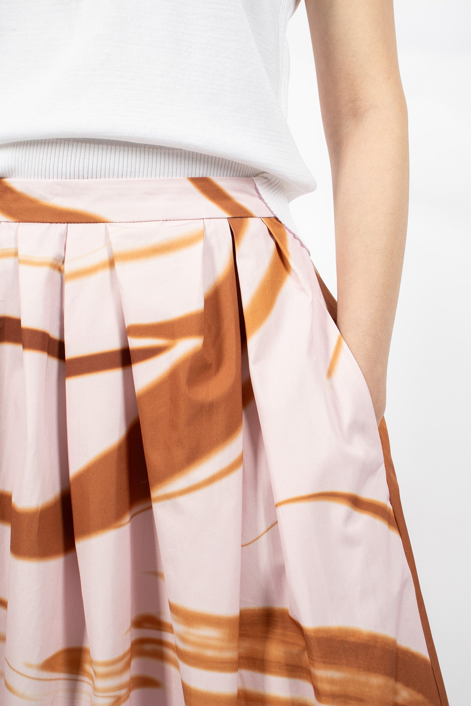 Printed Cotton Skirt Brown/Pink