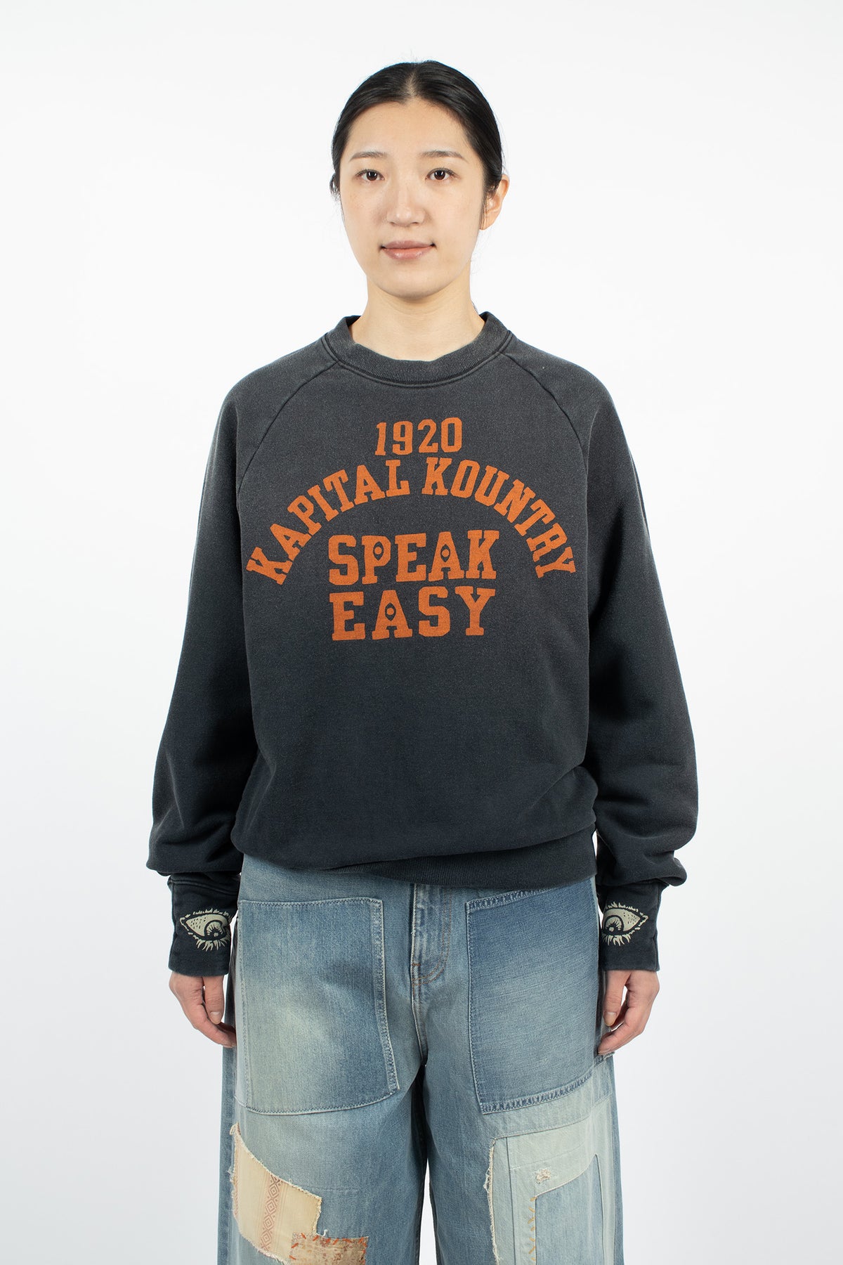 Knit Raglan Crew Sweatshirt Black