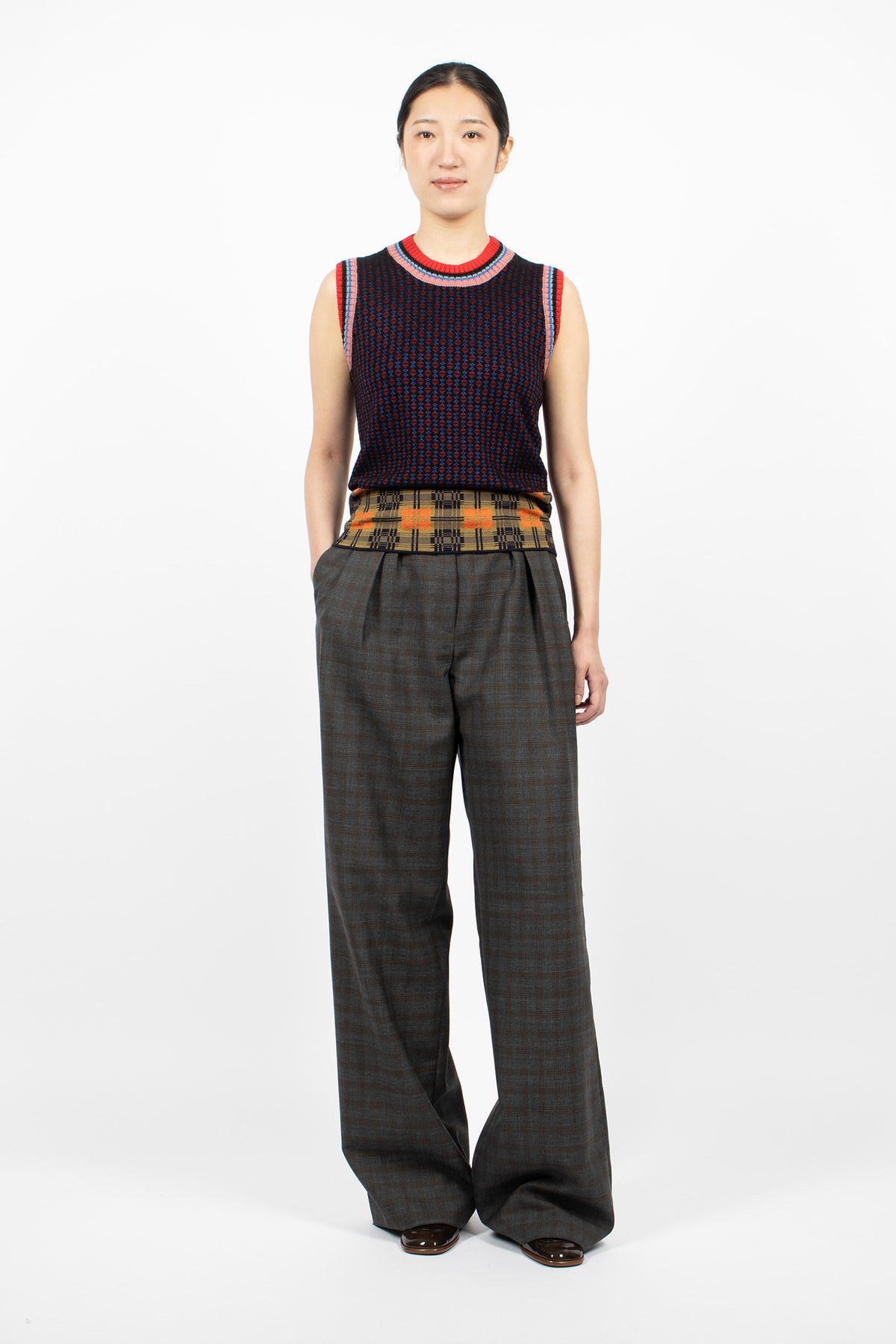Jacquard Wool Vest Bordeaux