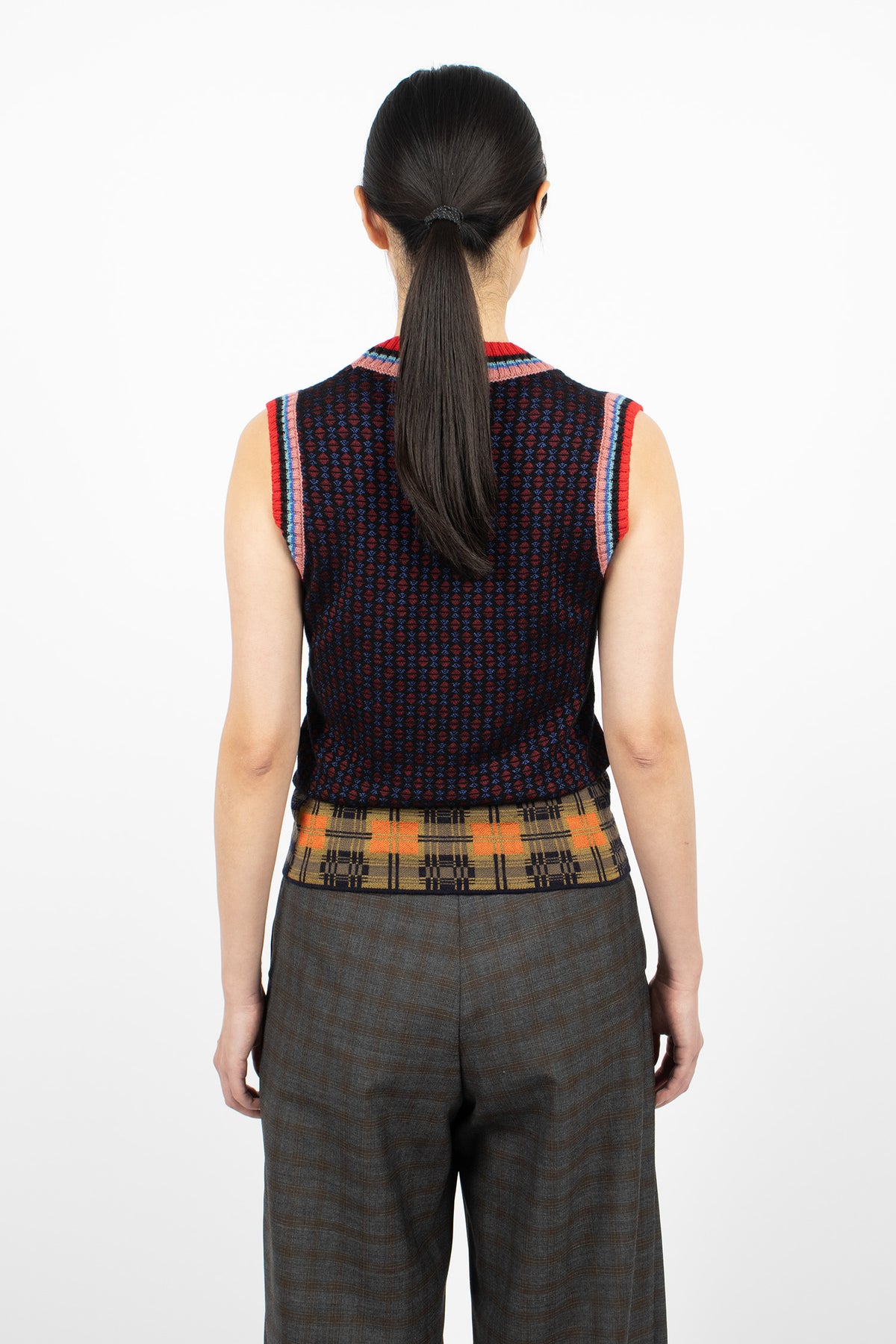 Jacquard Wool Vest Bordeaux