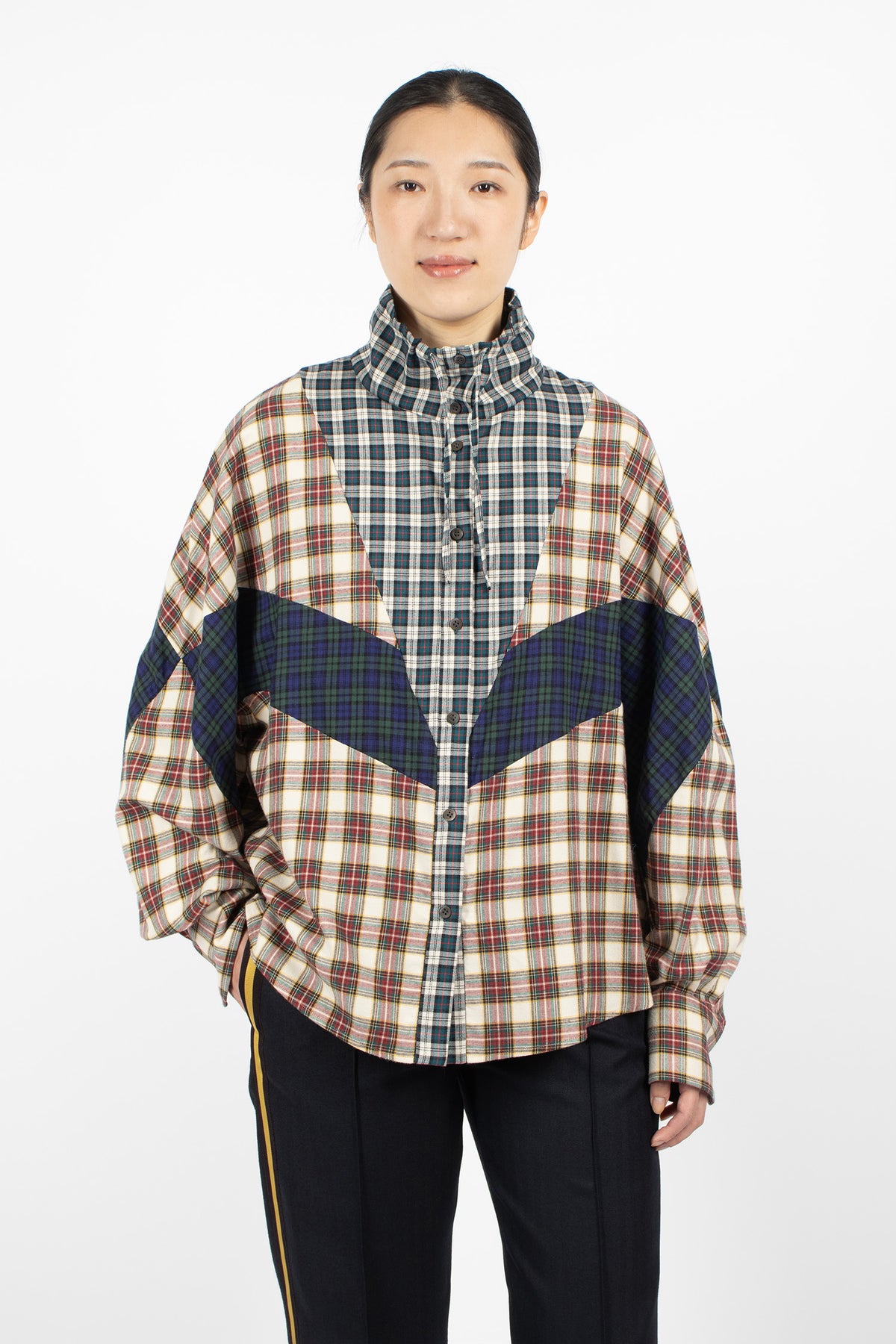 Contrast Cotton Flannel Shirt Ecru