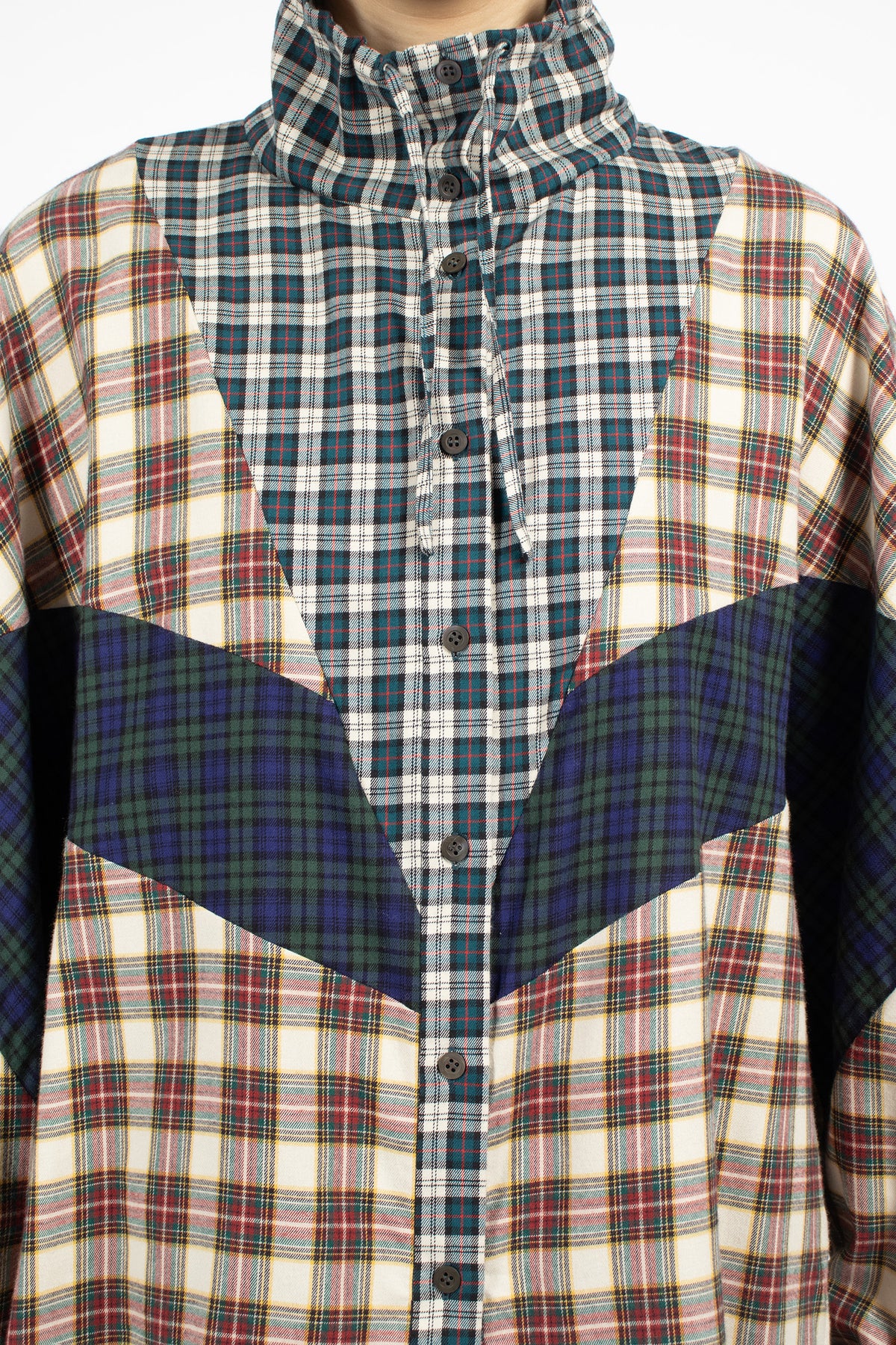 Contrast Cotton Flannel Shirt Ecru