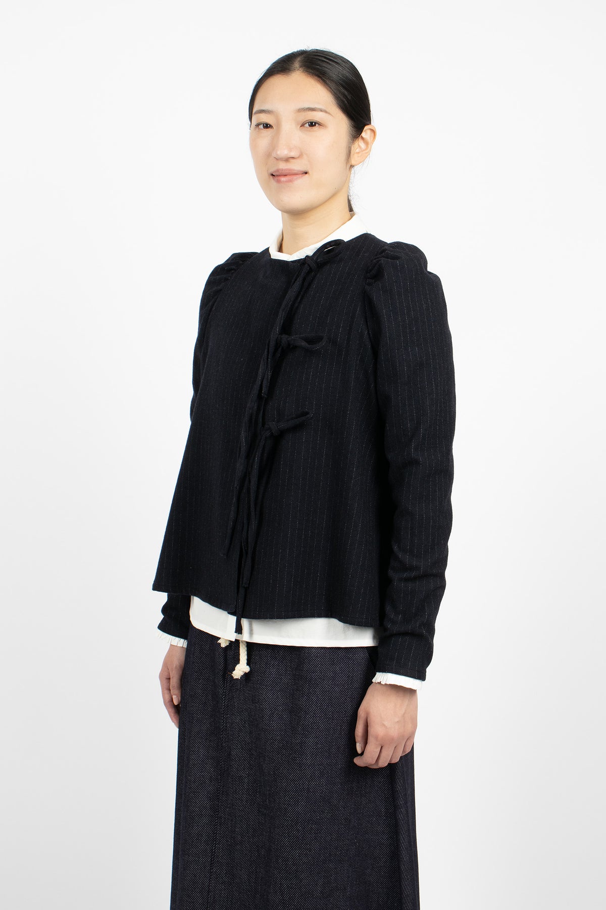 Bows Shirt Black Pinstripe