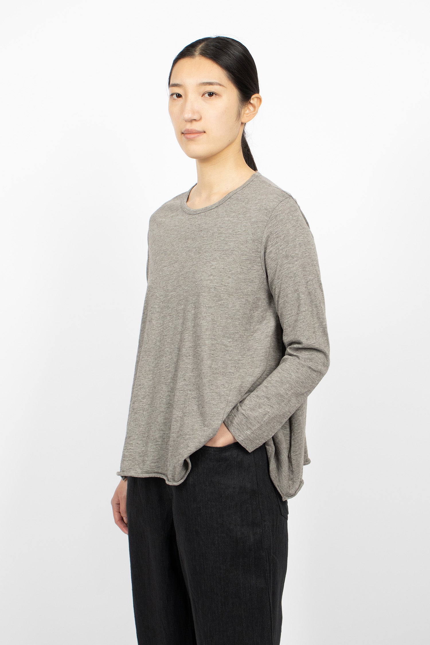 Cotton Yak A-Line Pullover Grey