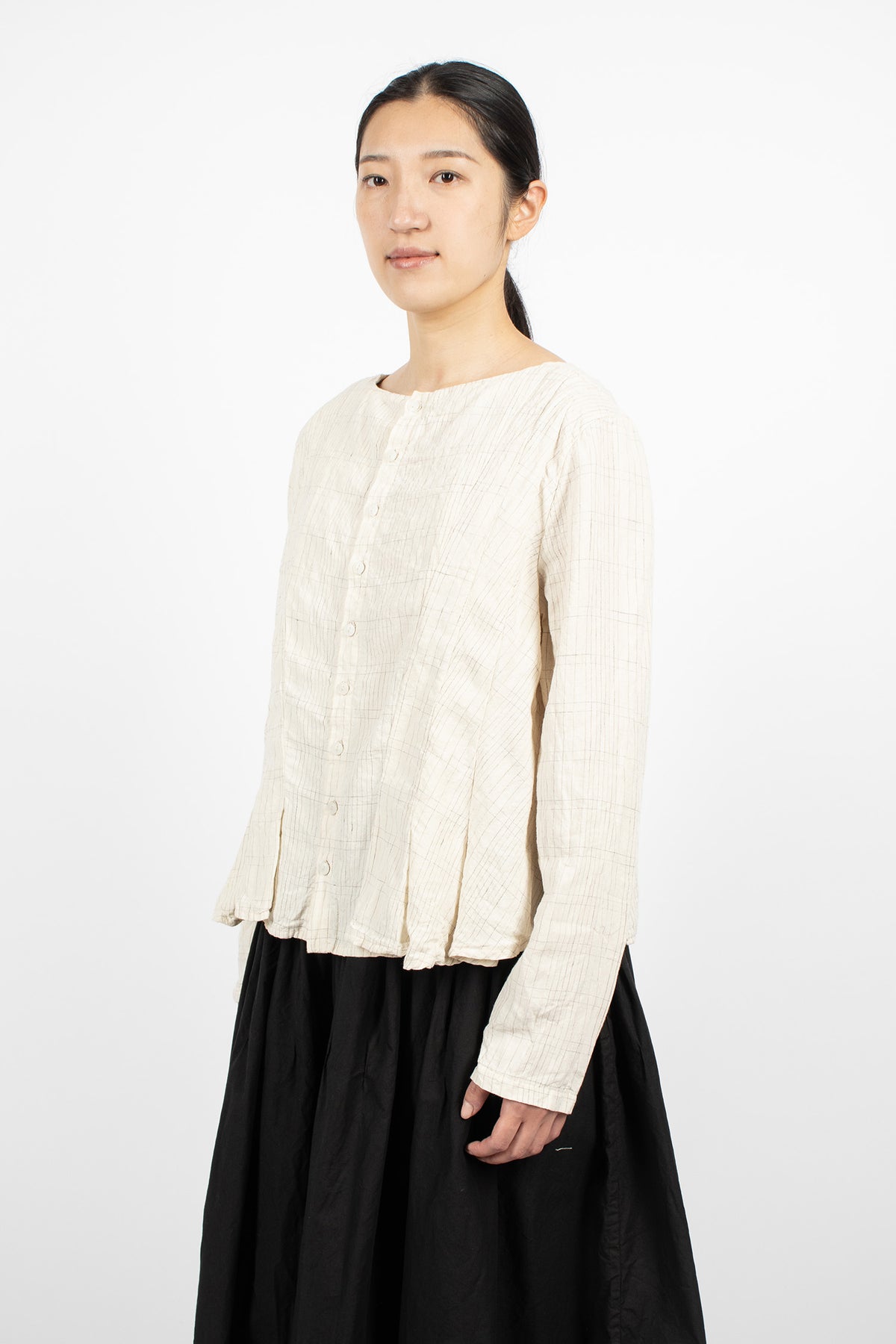 Hb Linen Blouse Silver Check