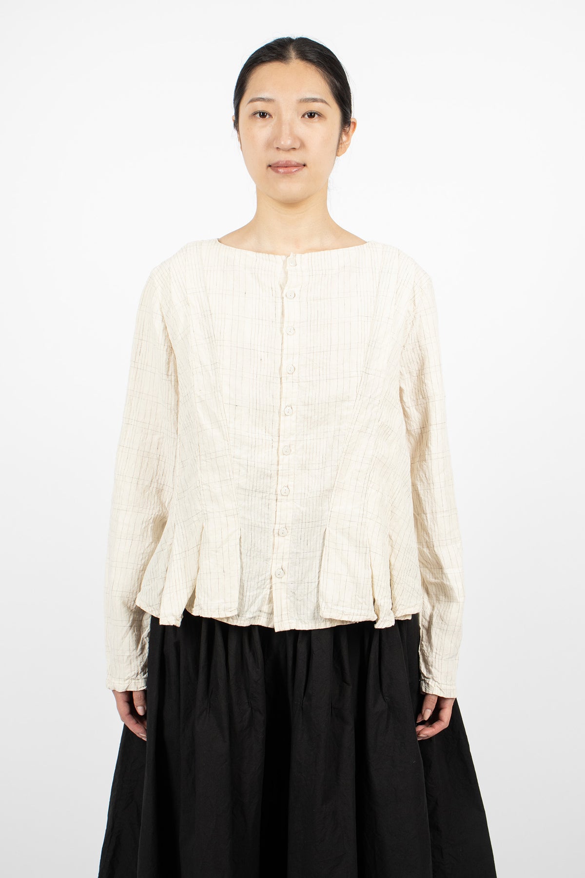 Hb Linen Blouse Silver Check