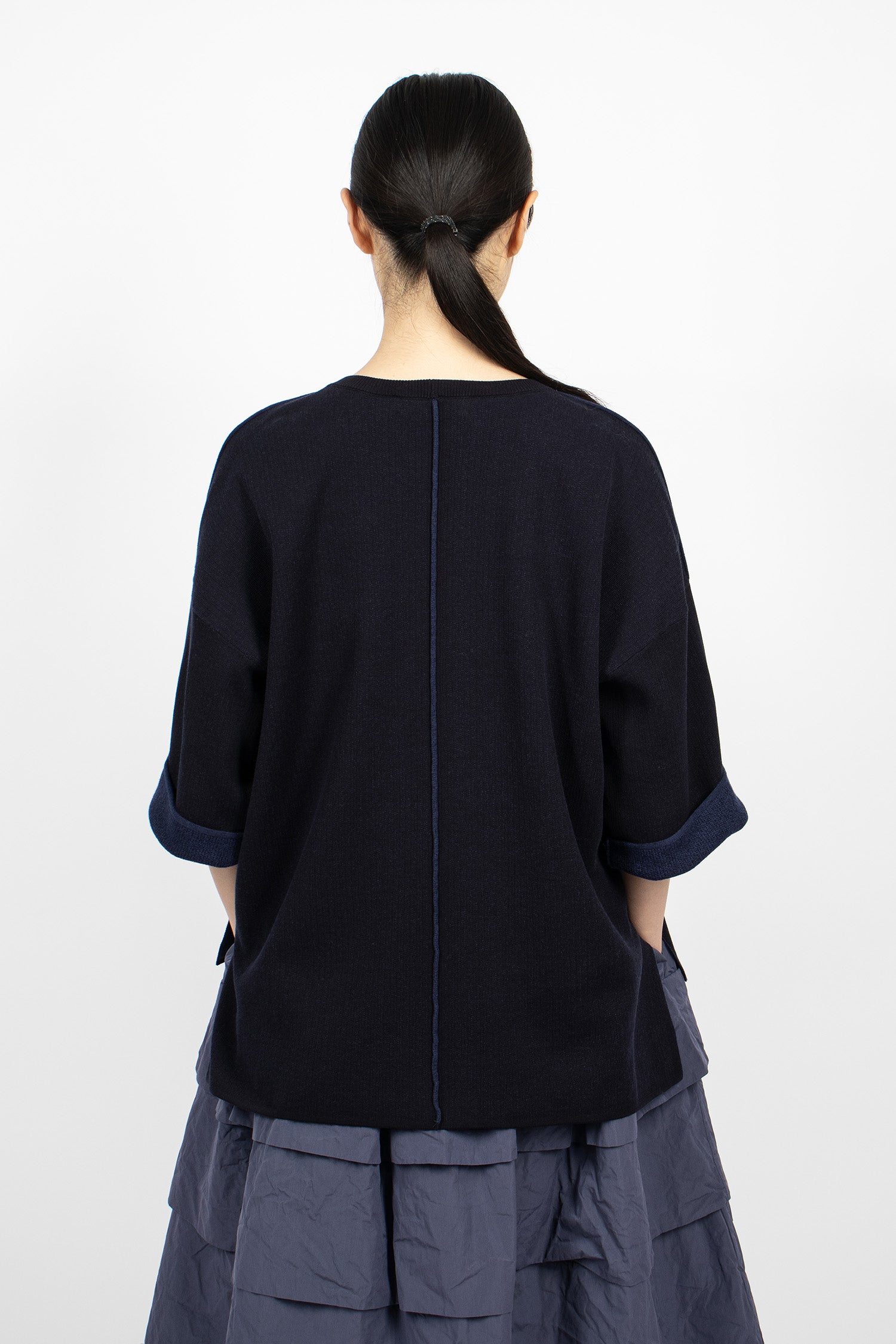 Oversized Knitted T-Shirt Navy