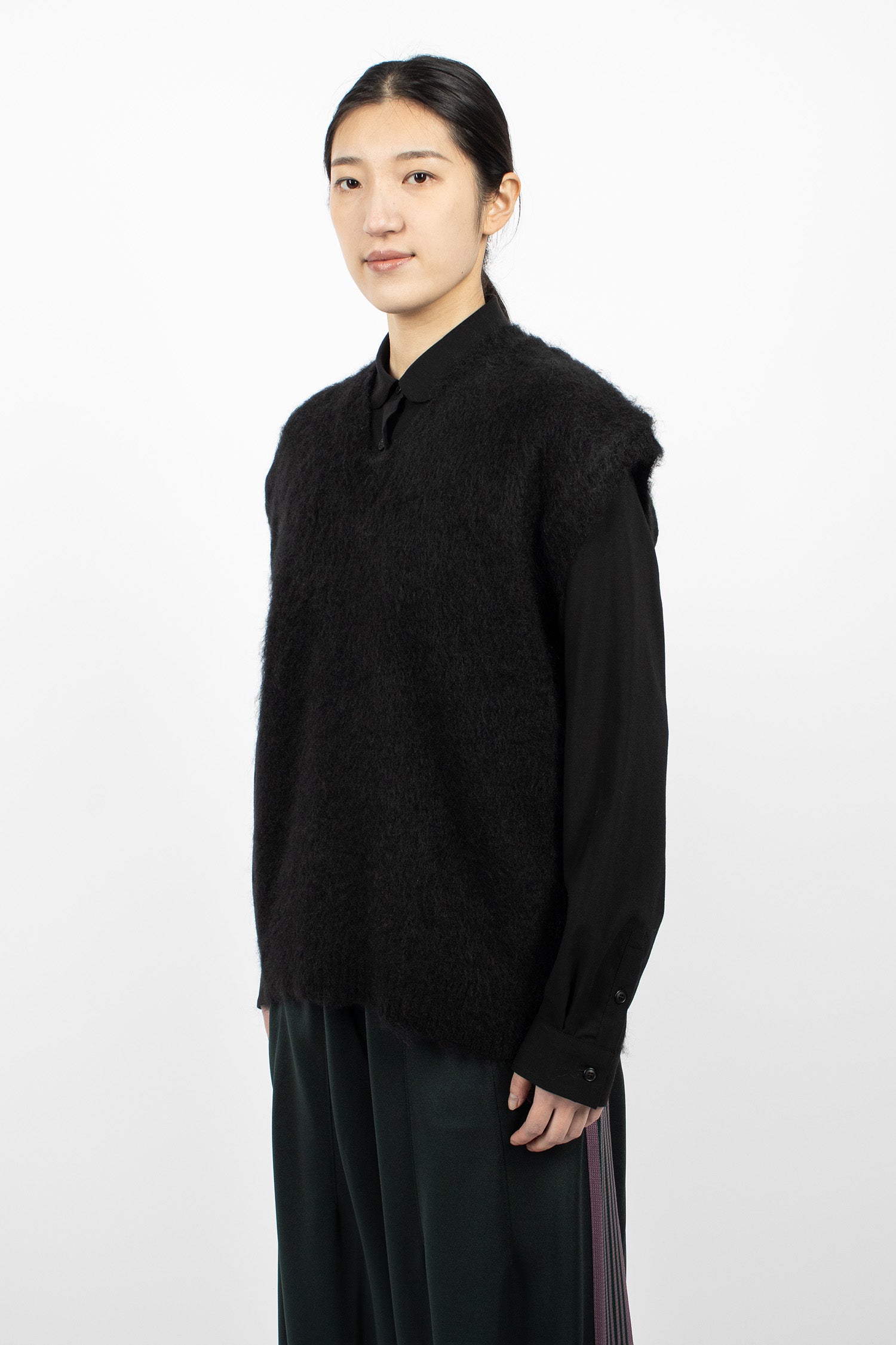 Mohair Knit Vest Black