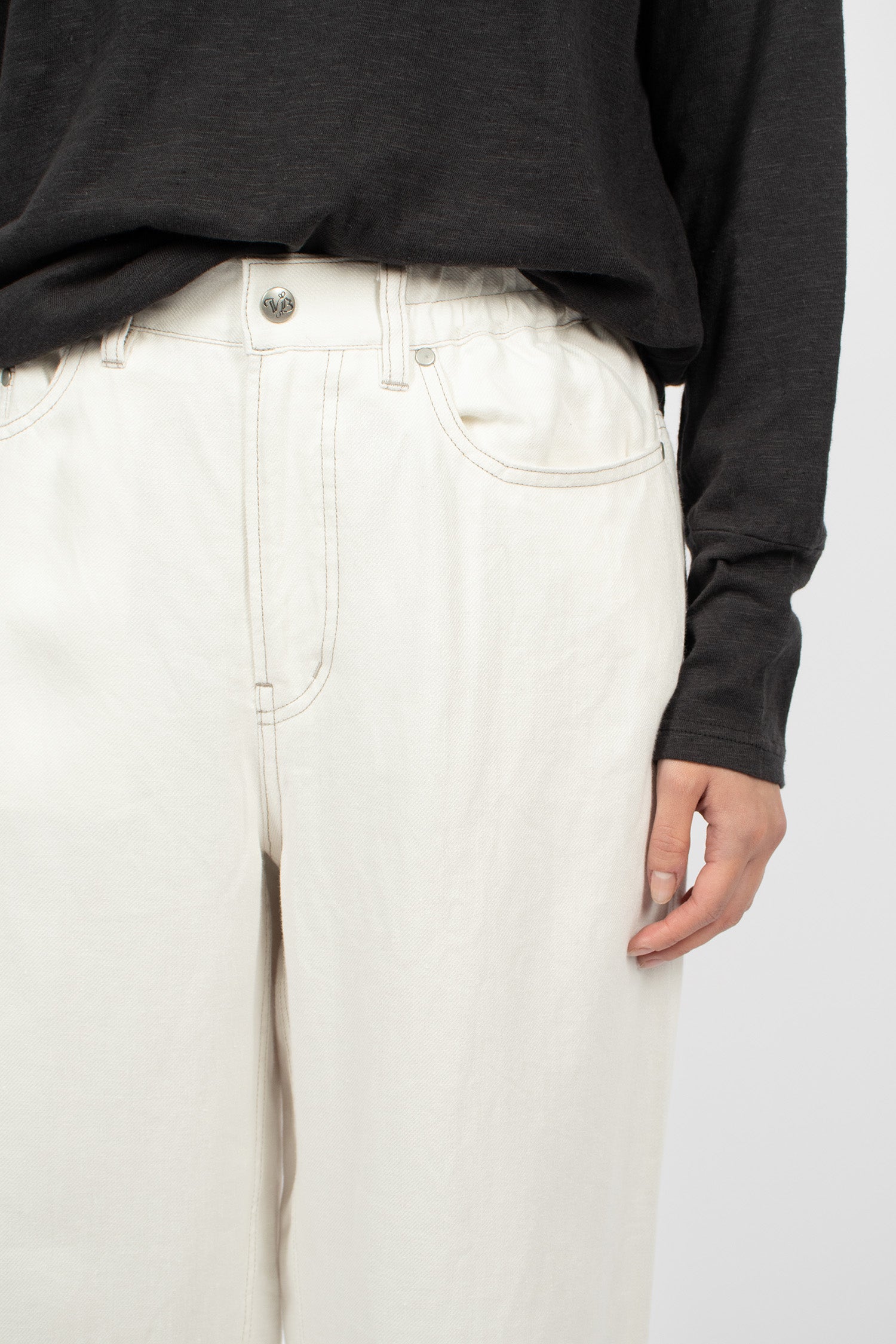 Linen Denim Tapered Pants White