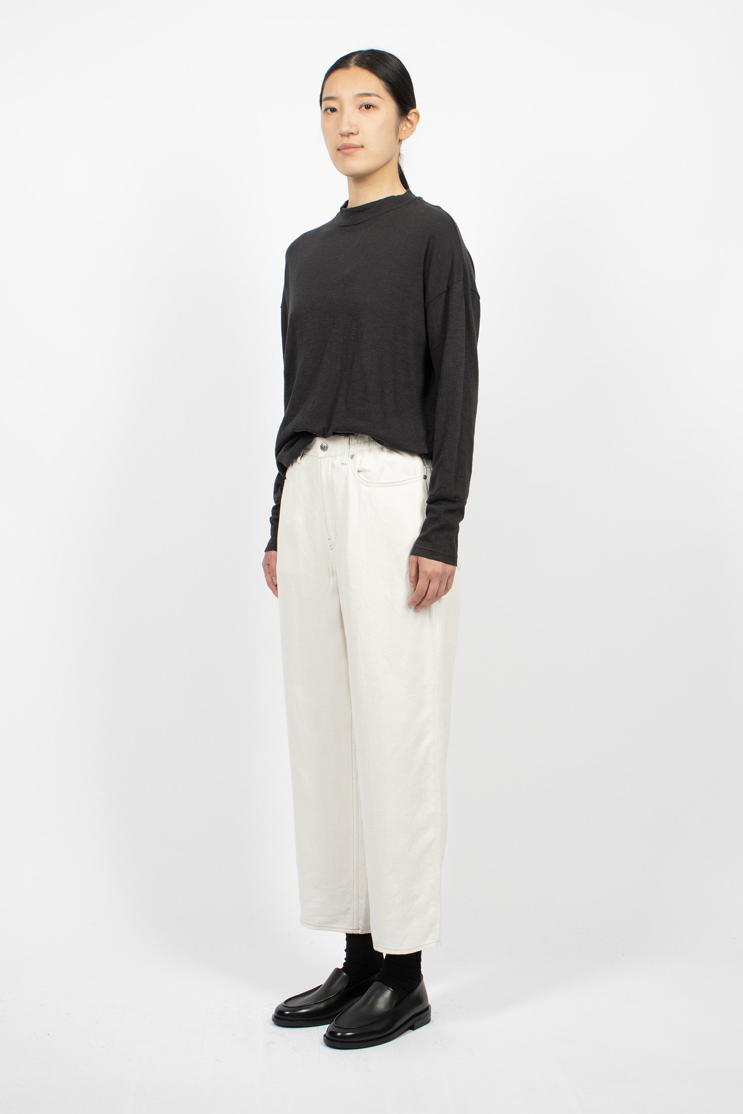 Linen Denim Tapered Pants White